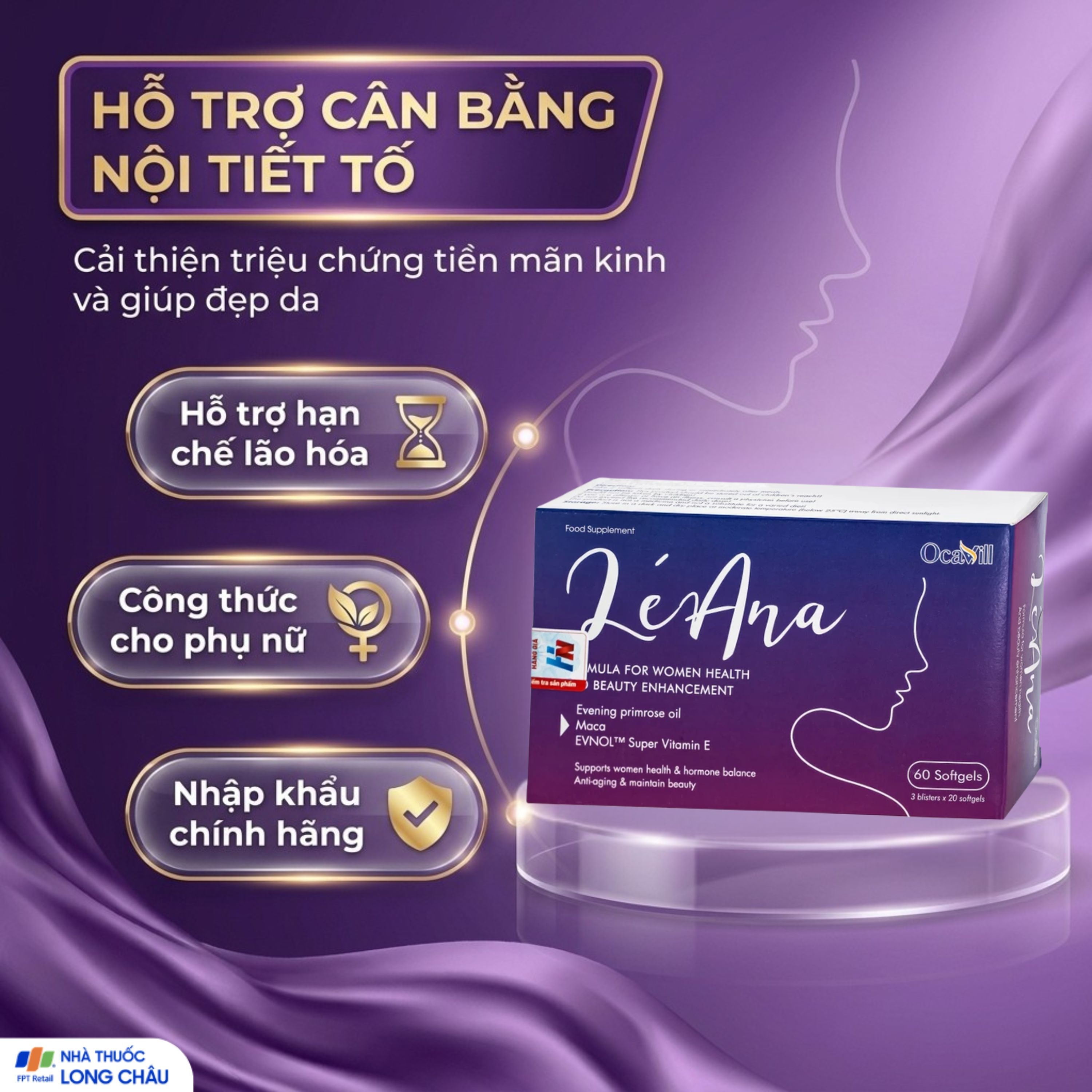 Hình ảnh Viên uống giúp cải thiện triệu chứng tiền mãn kinh, cân bằng nội tiết tố, hạn chế lão hóa, giúp đẹp da Léana Ocavill(3 vỉ x 20 viên)
