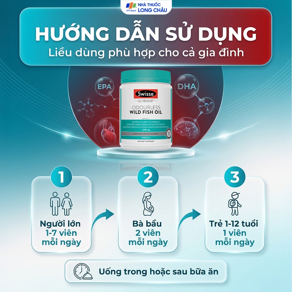 Hình ảnh Viên uống tốt cho tim mạch, mắt, não Odourless Wild Fish Oil Swisse (400 viên)