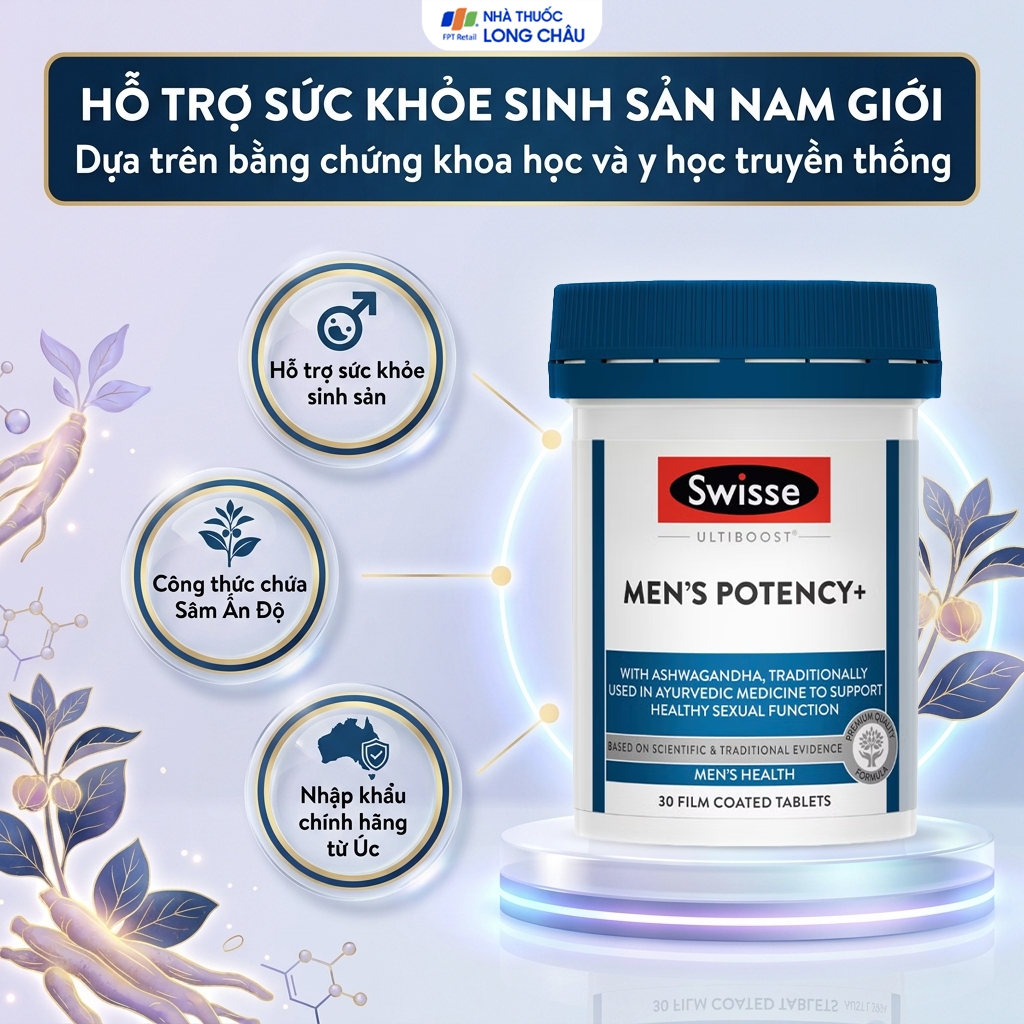 Hình ảnh Viên uống hỗ trợ sức khỏe sinh sản nam giới Men’s Potency+ Swisse (30 viên)
