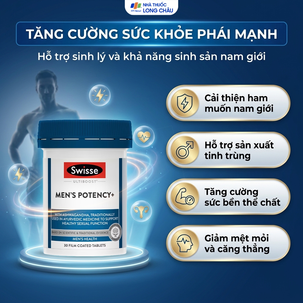 Hình ảnh Viên uống hỗ trợ sức khỏe sinh sản nam giới Men’s Potency+ Swisse (30 viên)