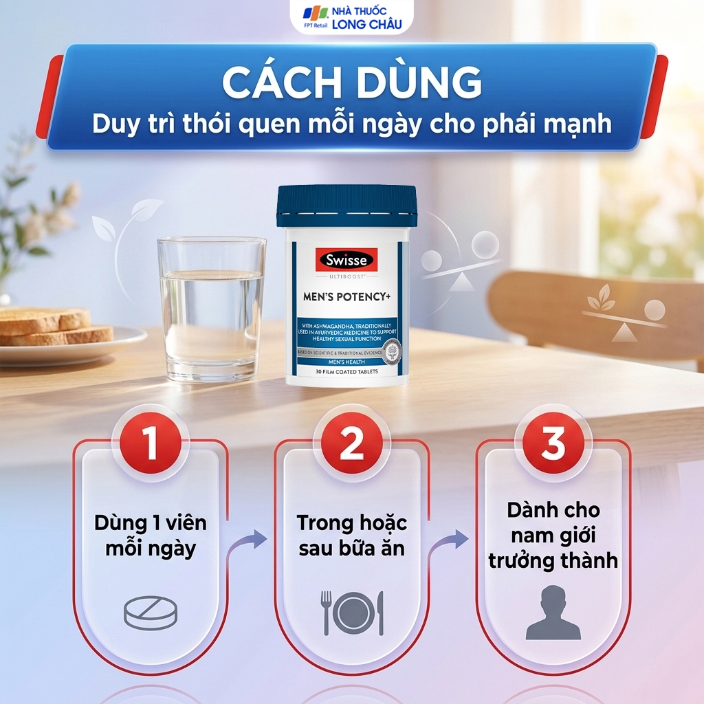 Hình ảnh Viên uống hỗ trợ sức khỏe sinh sản nam giới Men’s Potency+ Swisse (30 viên)