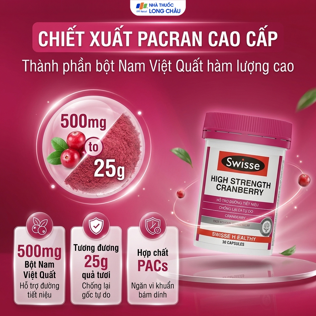 Hình ảnh Viên uống hỗ trợ sức khỏe đường tiết niệu High Strength Cranberry Swisse (30 viên)
