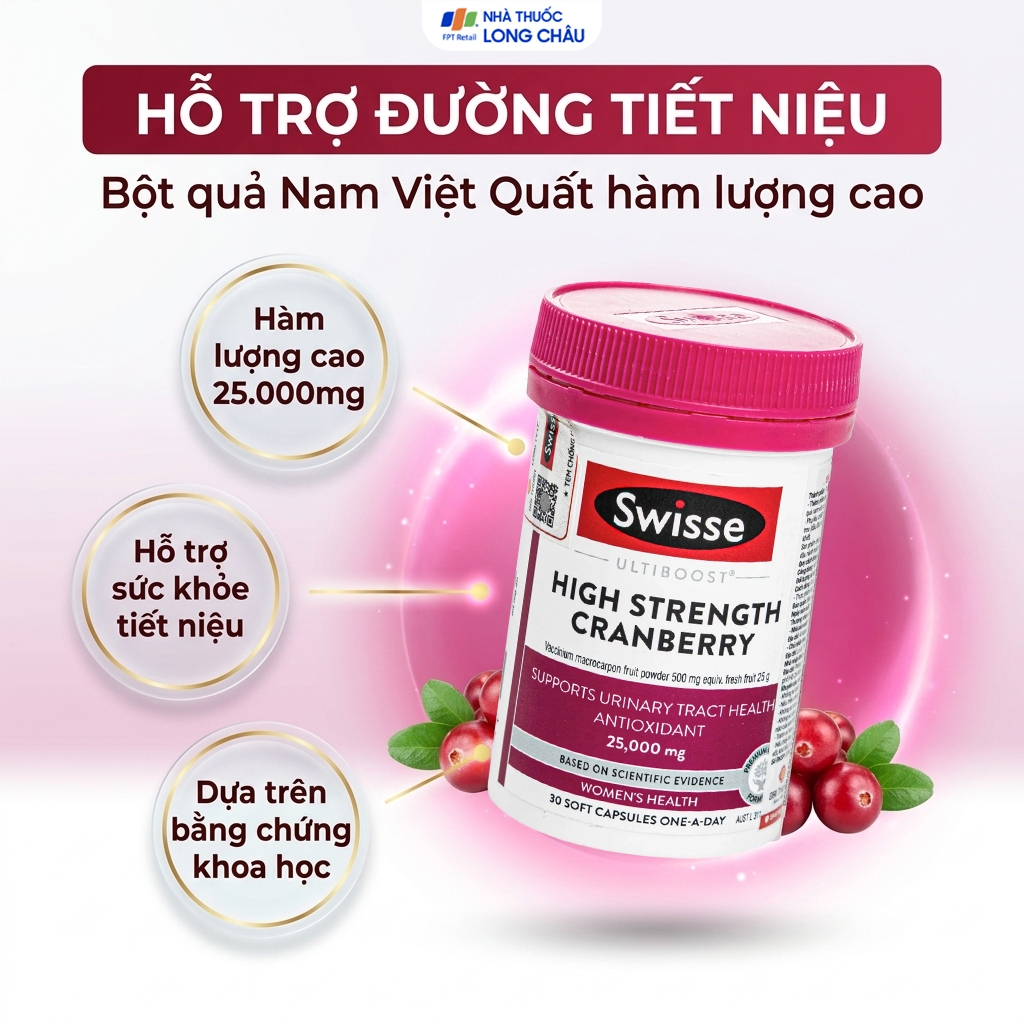 Hình ảnh Viên uống hỗ trợ sức khỏe đường tiết niệu High Strength Cranberry Swisse (30 viên)