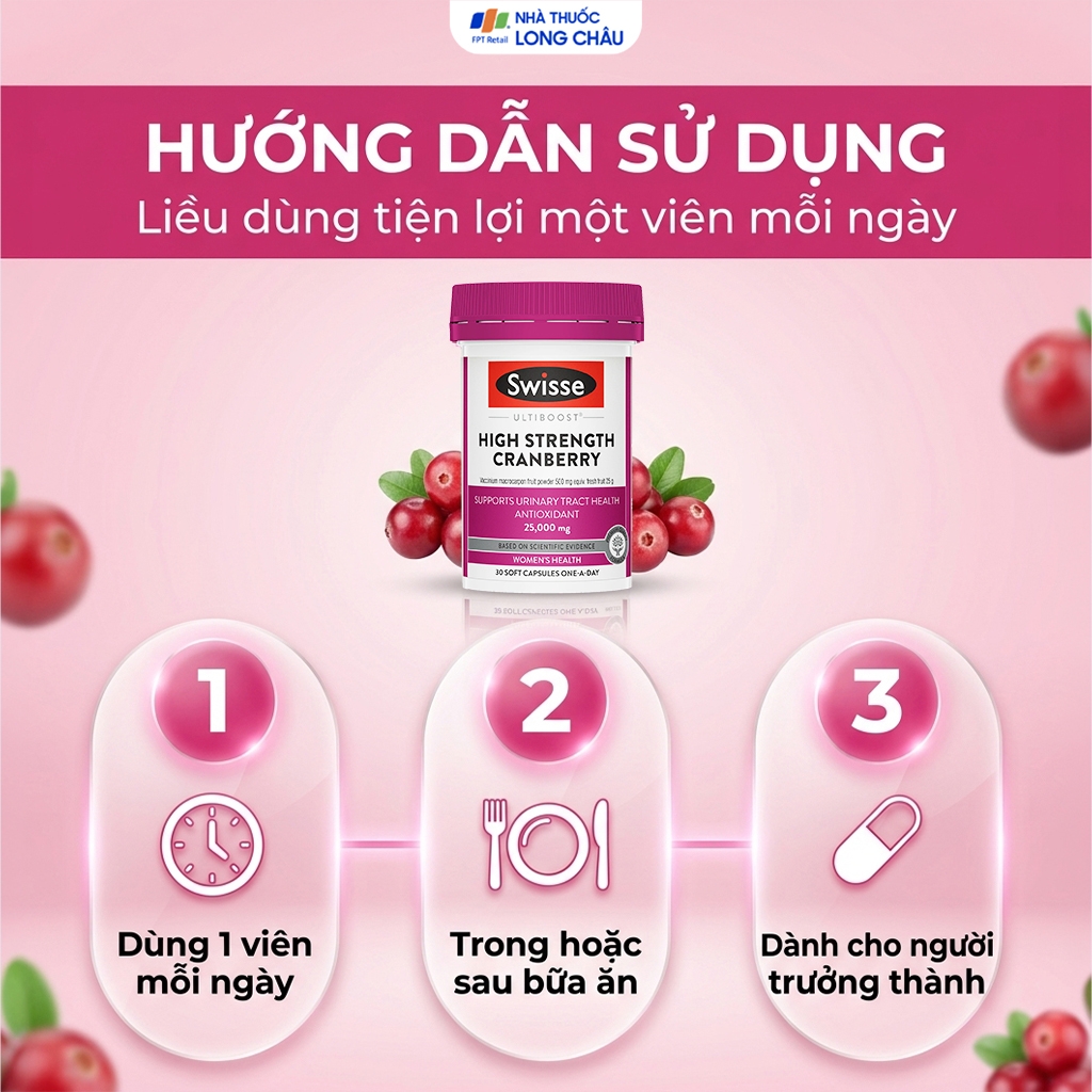 Hình ảnh Viên uống hỗ trợ sức khỏe đường tiết niệu High Strength Cranberry Swisse (30 viên)
