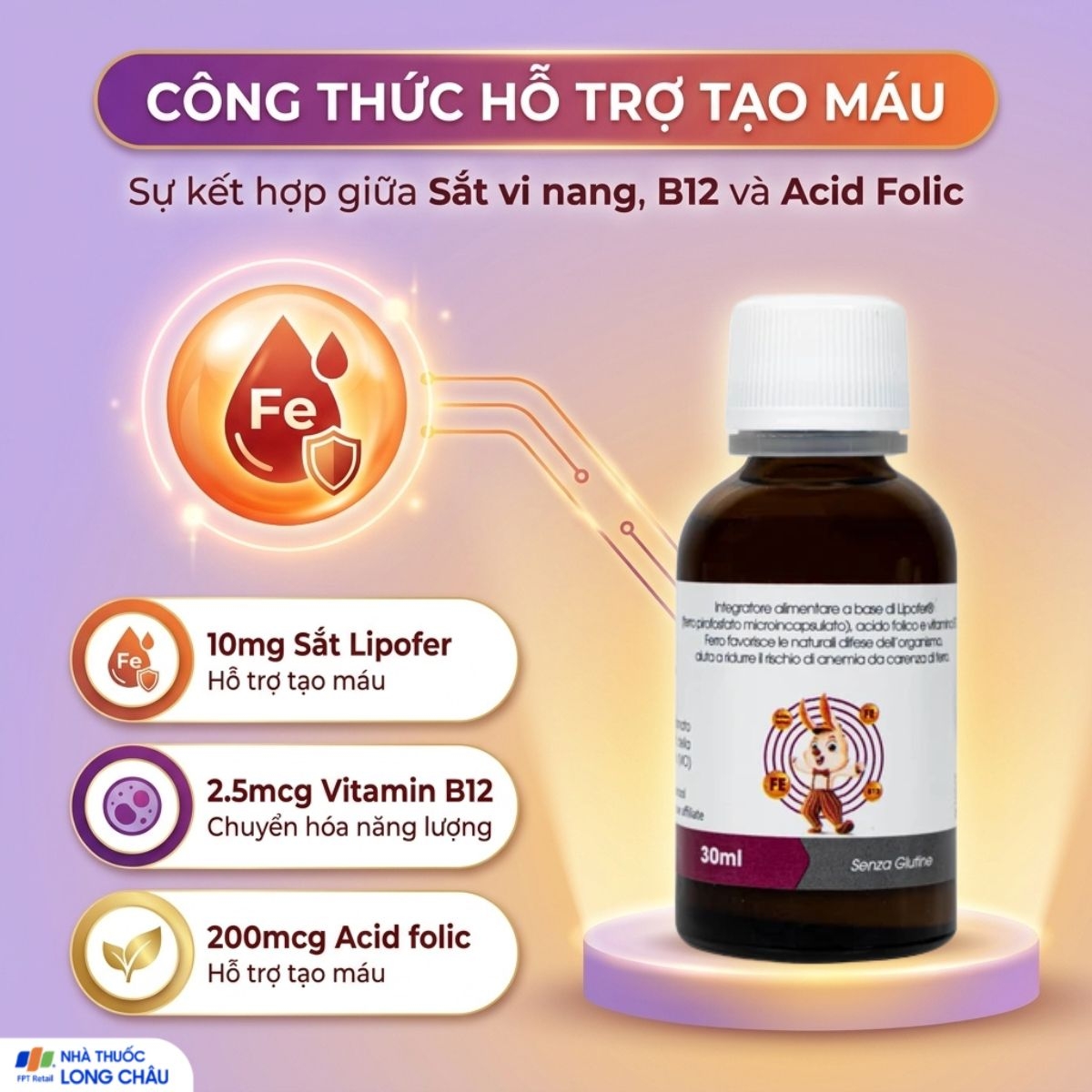Hình ảnh Siro hỗ trợ tạo máu Smartbibi Fesom (30ml)