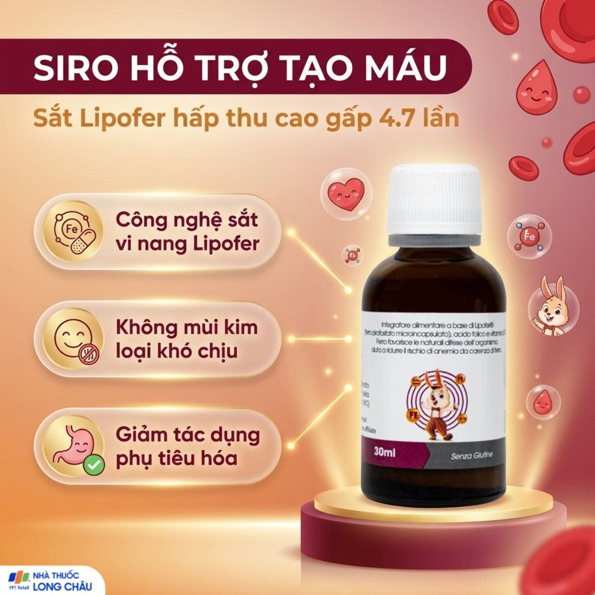 Hình ảnh Siro hỗ trợ tạo máu Smartbibi Fesom (30ml)