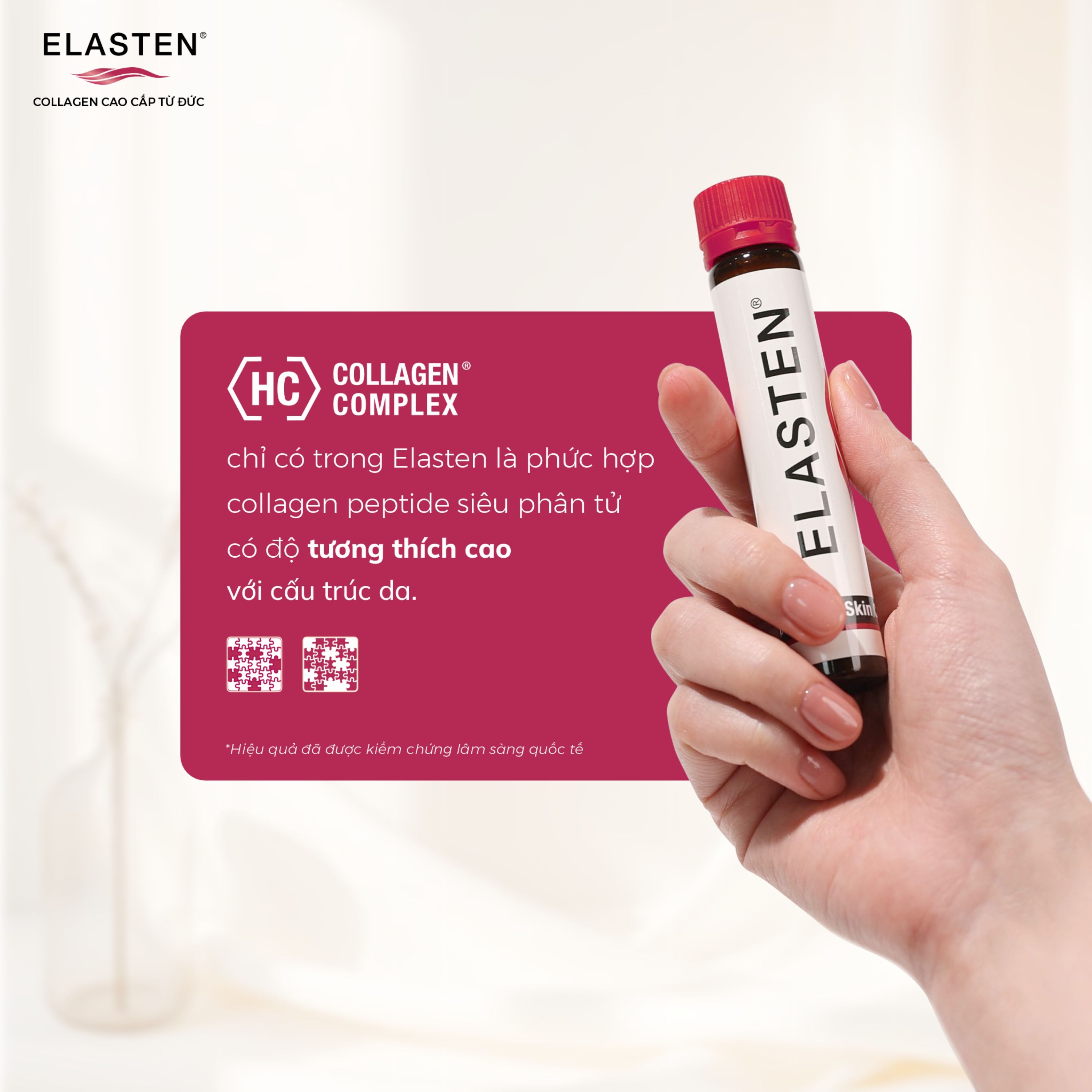 Hình ảnh Nước uống bổ sung Collagen-Peptide, giúp giảm lão hóa da, tăng độ đàn hồi và giữ ẩm cho da, giúp da sáng mịn Elasten (28+2 ống x 25ml)