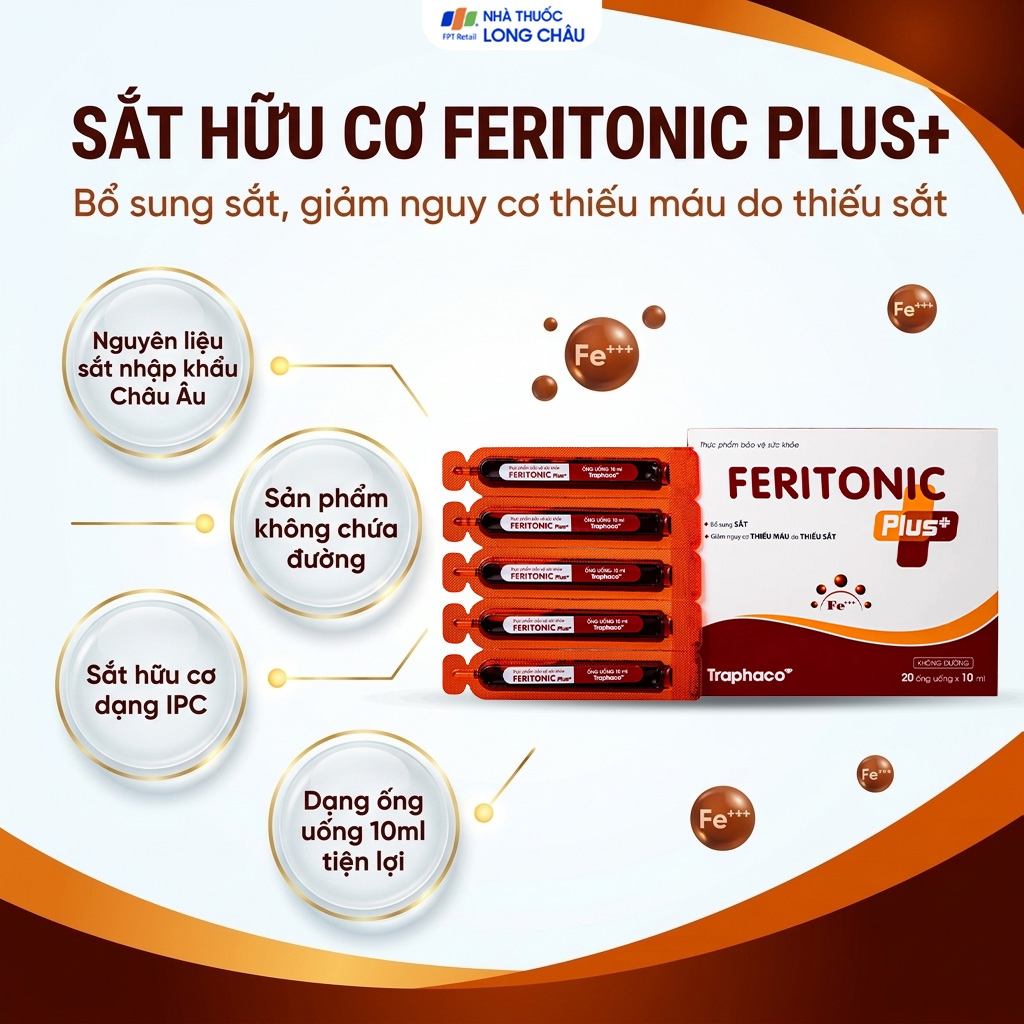 Hình ảnh Siro bổ sung sắt Feritonic Plus+ Traphaco (4 vỉ x 5 ống)