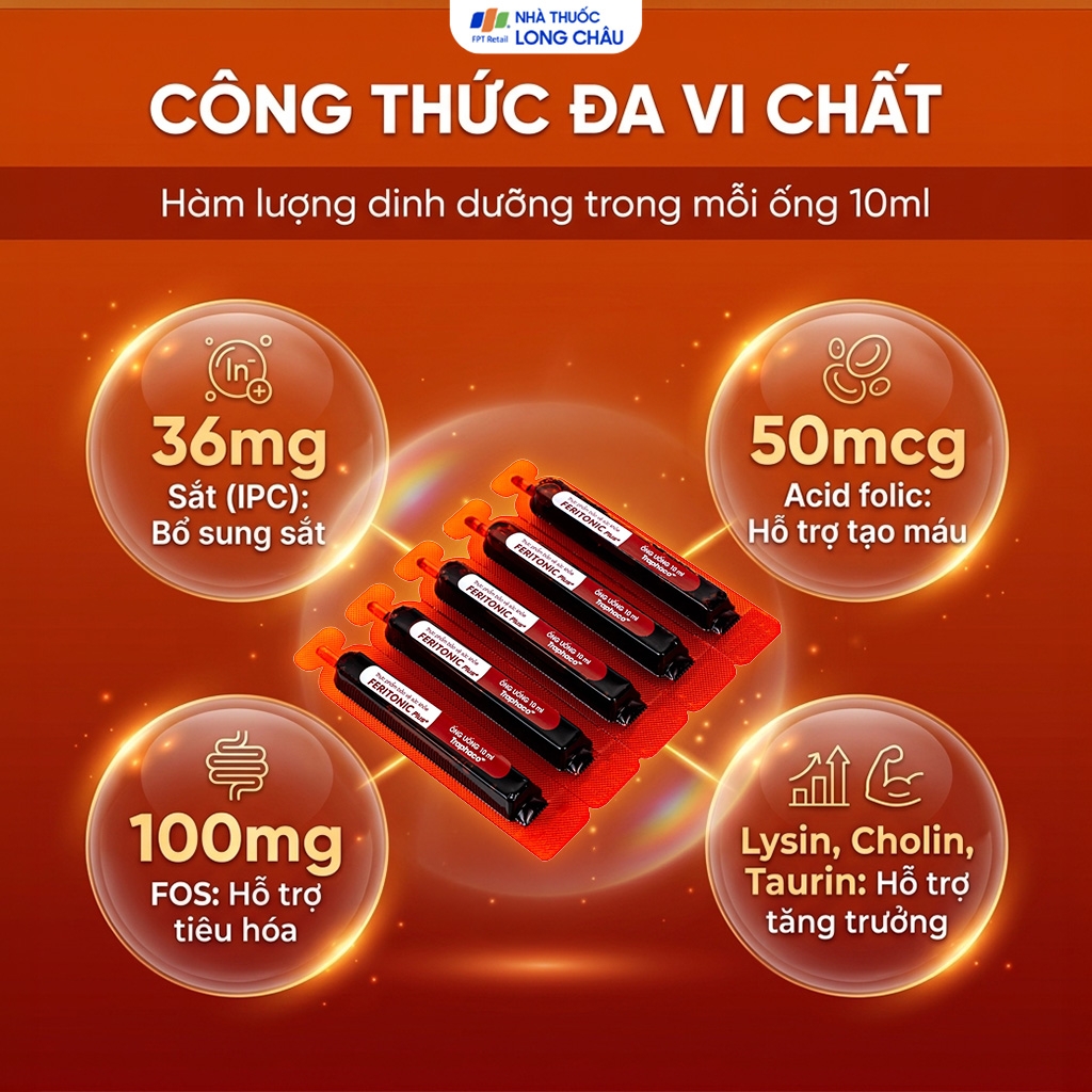Hình ảnh Siro bổ sung sắt Feritonic Plus+ Traphaco (4 vỉ x 5 ống)