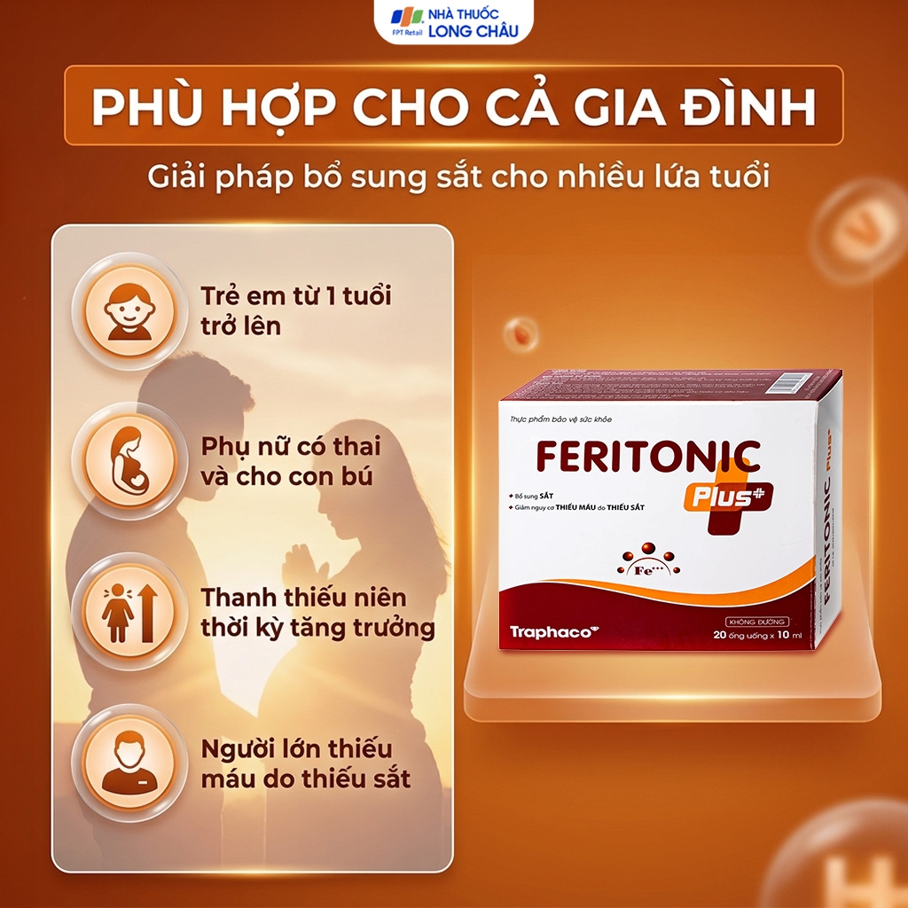 Hình ảnh Siro bổ sung sắt Feritonic Plus+ Traphaco (4 vỉ x 5 ống)