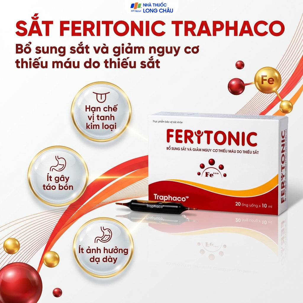Hình ảnh Siro bổ sung sắt Feritonic 40mg Traphaco (2 vỉ x 10 ống)