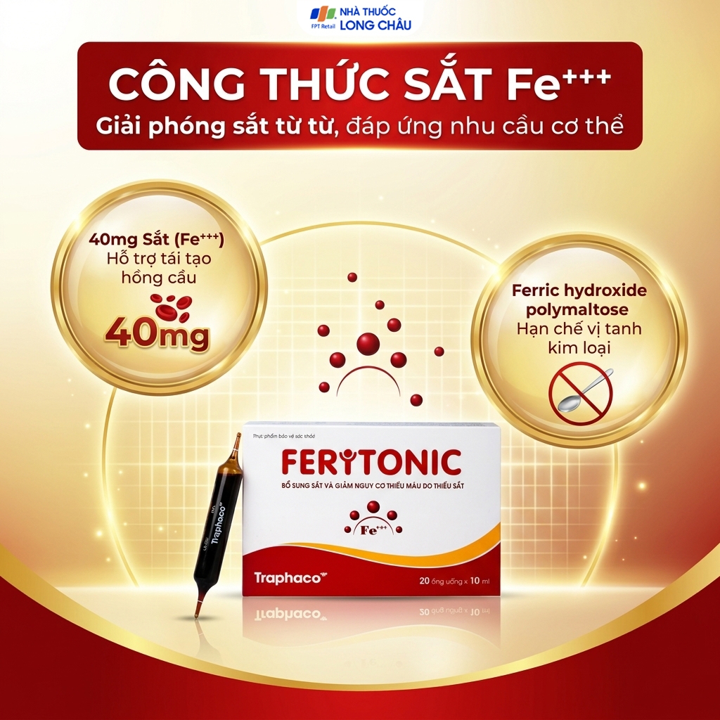 Hình ảnh Siro bổ sung sắt Feritonic 40mg Traphaco (2 vỉ x 10 ống)