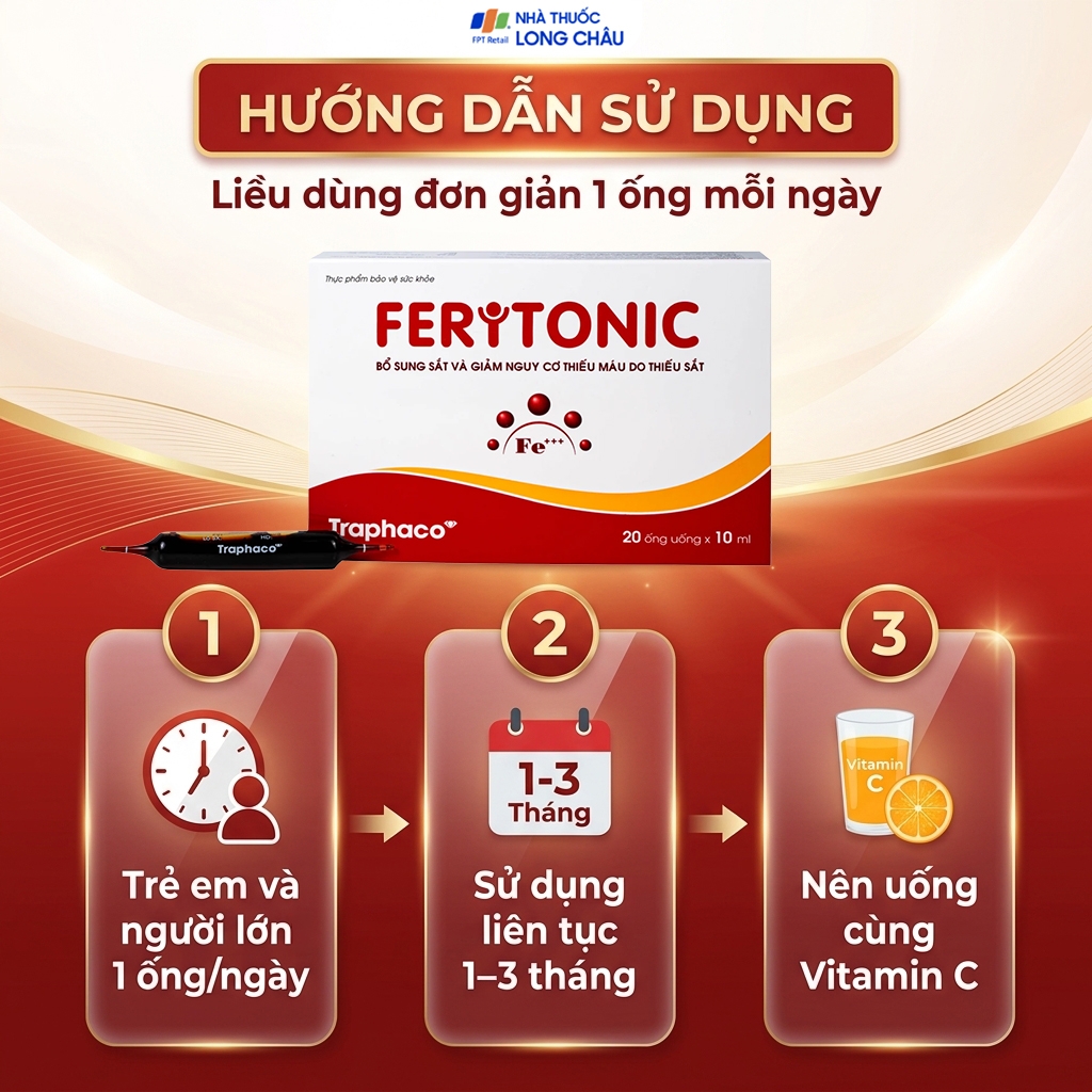 Hình ảnh Siro bổ sung sắt Feritonic 40mg Traphaco (2 vỉ x 10 ống)