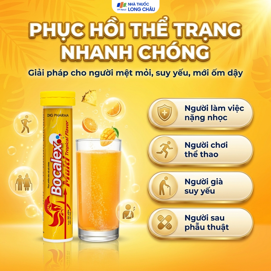 Hình ảnh Viên sủi giúp nâng cao sức đề kháng Bocalex Multi Tropical Flavor DHG Pharma (20 viên)