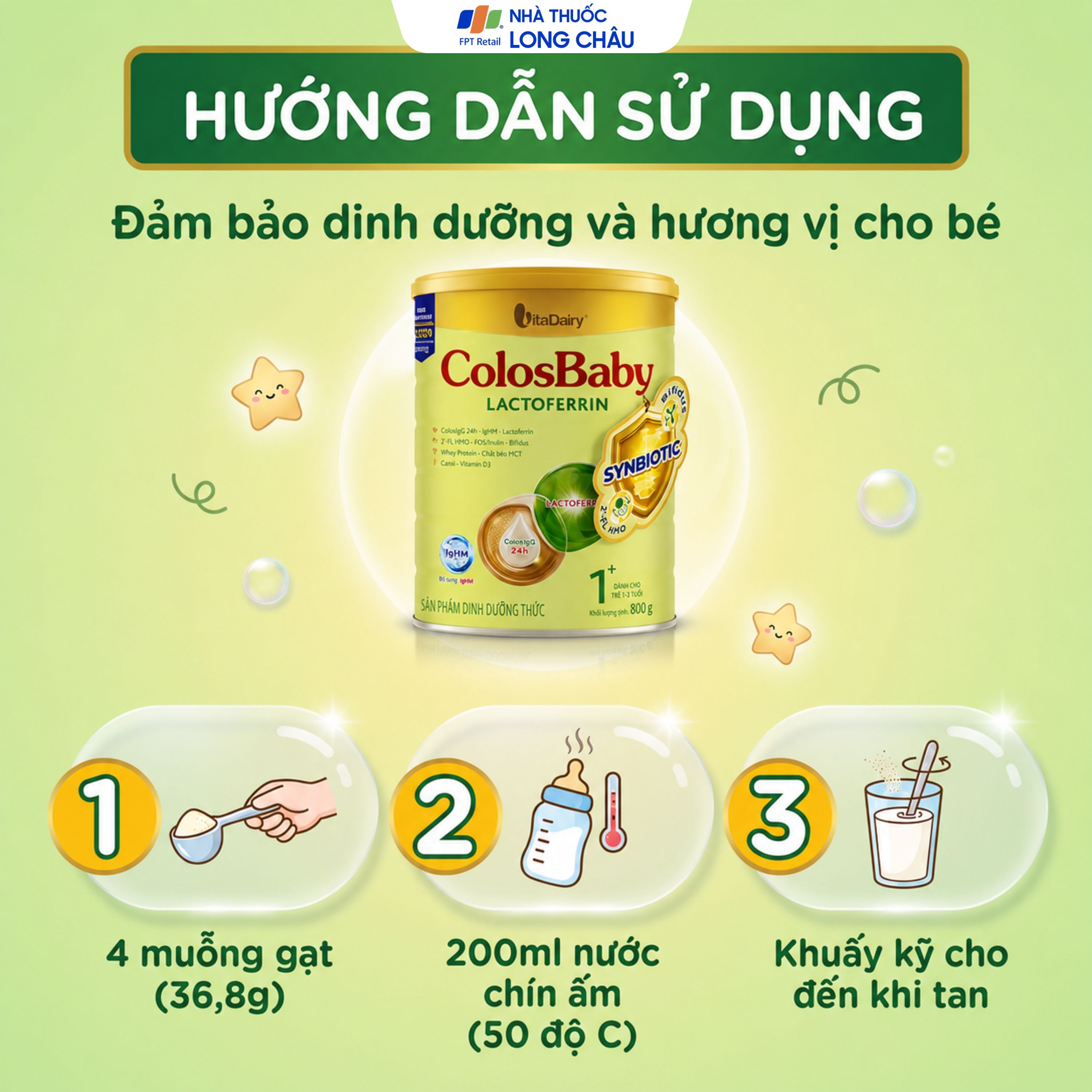 Hình ảnh Sữa hỗ trợ tăng đề kháng cho trẻ 1-2 tuổi Colosbaby Lactoferrin 1+ Vitadairy (800g)