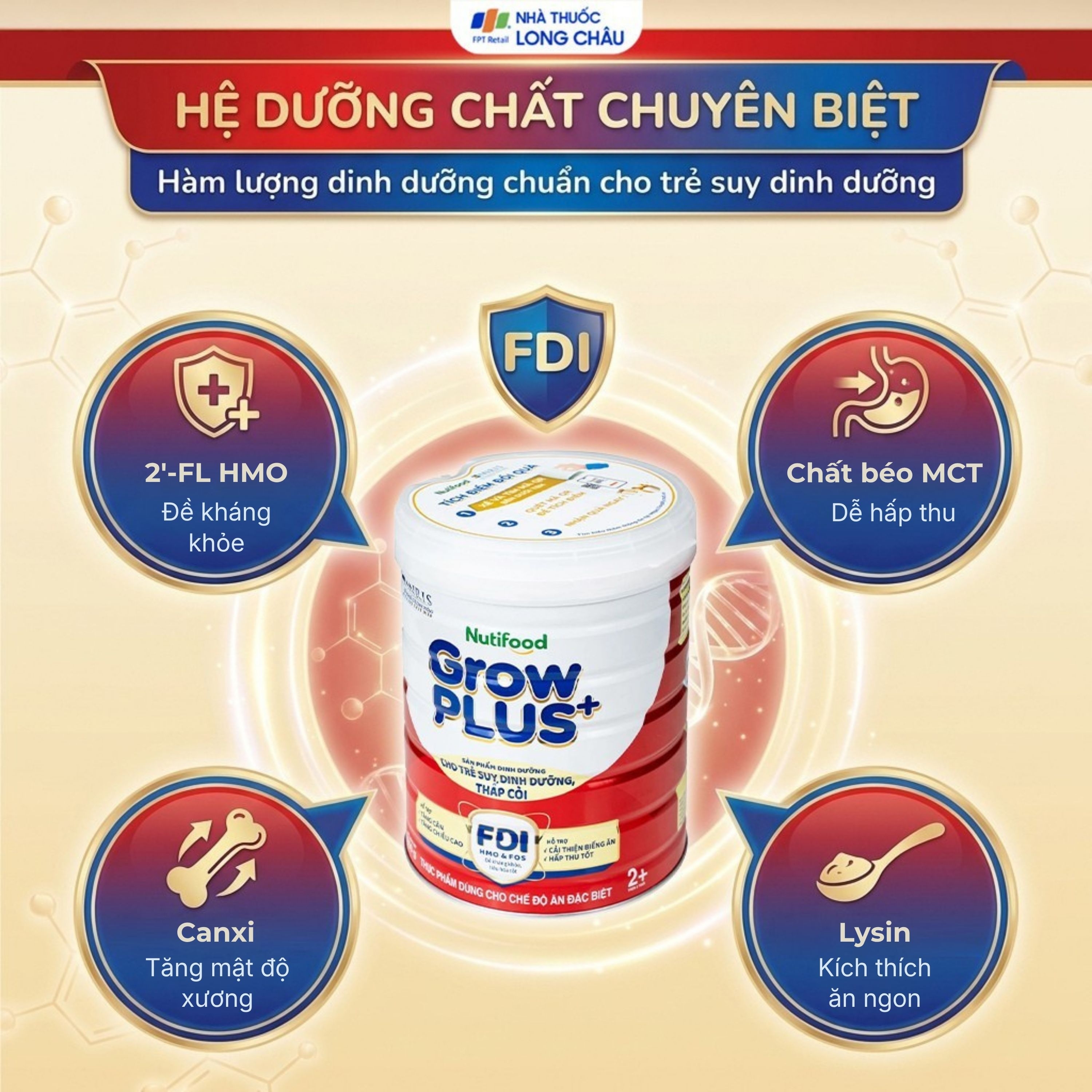 Hình ảnh Sữa cho trẻ suy dinh dưỡng, thấp còi (đỏ) Nutifood growplus+ 2+ (850g)