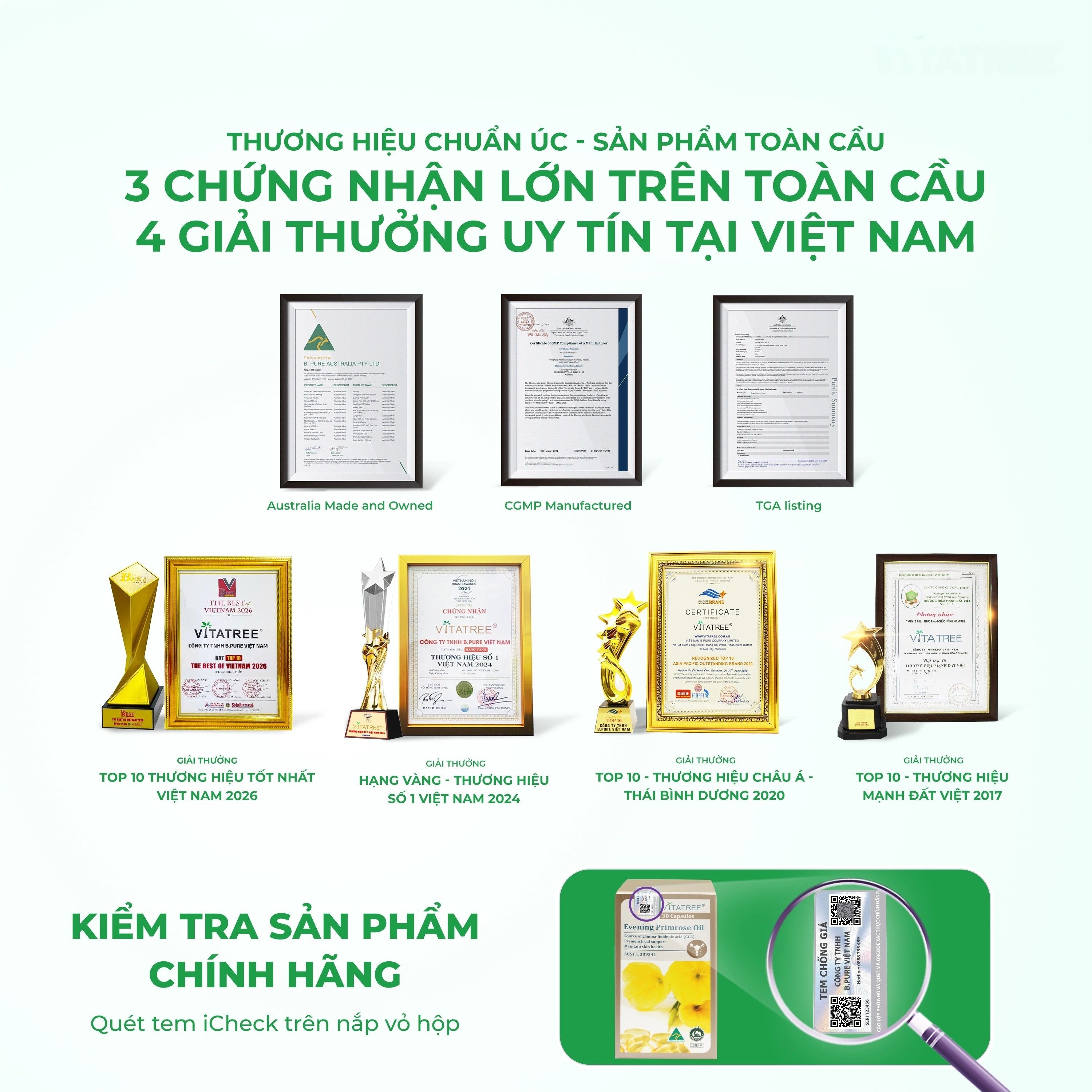 Hình ảnh Viên uống hỗ trợ giảm triệu chứng của tiền kinh nguyệt Vitatree Evening Primrose Oil (Hộp 30 viên)