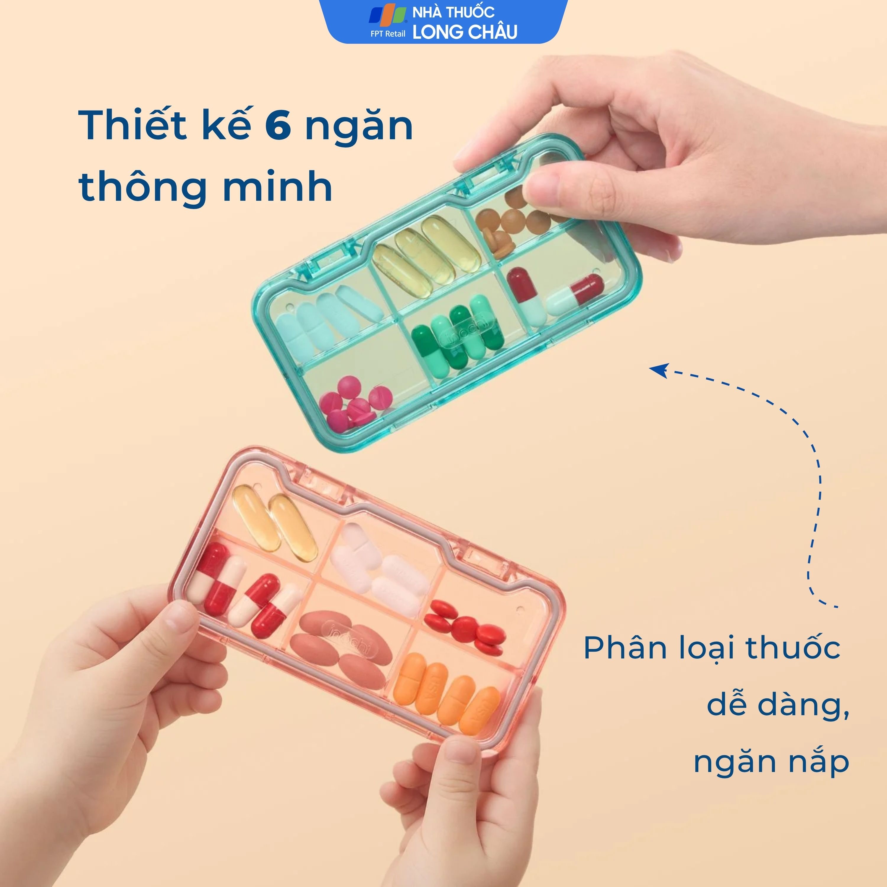 Hình ảnh Hộp phân liều thuốc 6 Ngăn Inochi Okina