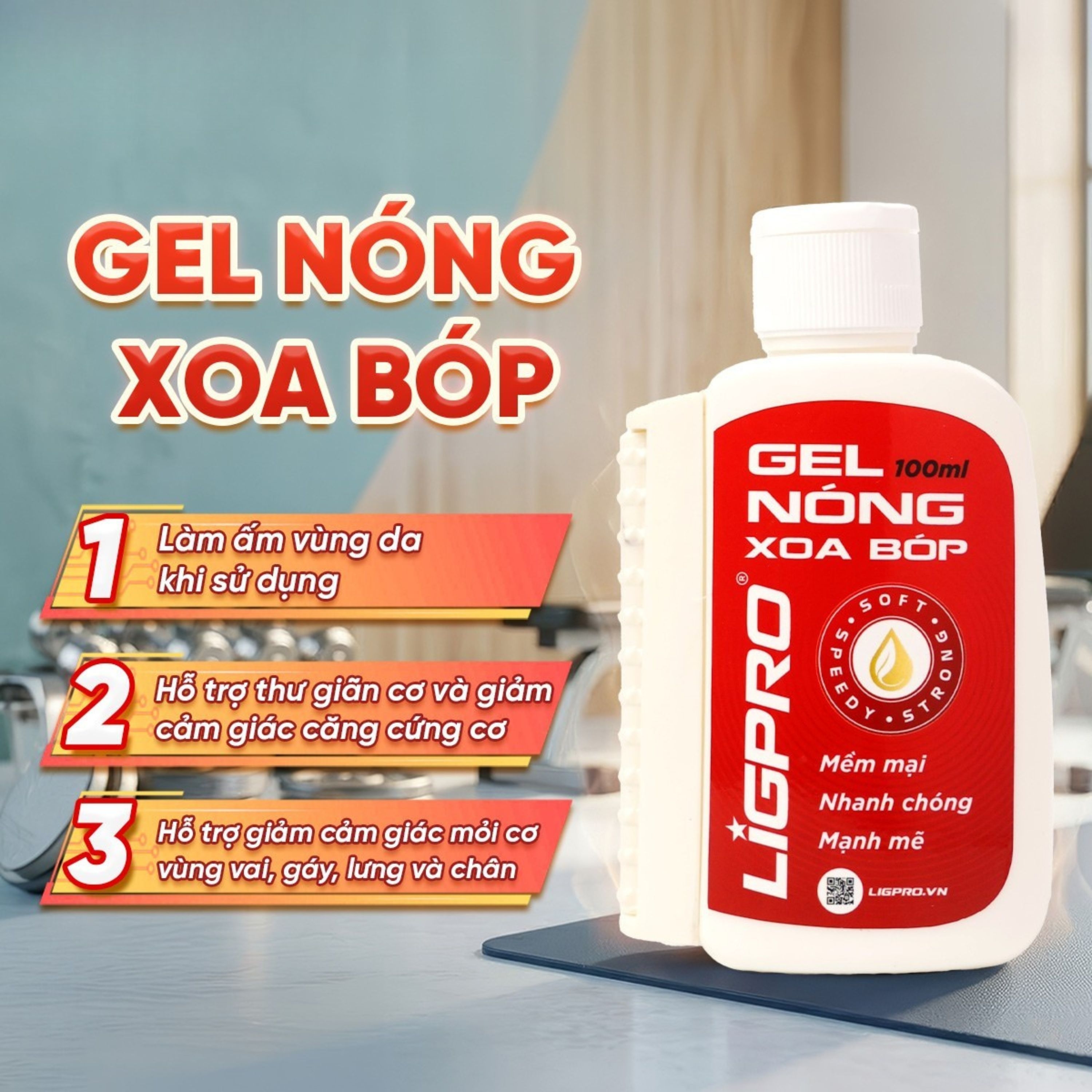 Hình ảnh Gel nóng xoa bóp Ligpro hỗ trợ giảm đau cơ xương khớp, thư giãn cơ bắp (Thảo dược thiên nhiên) (100ml)
