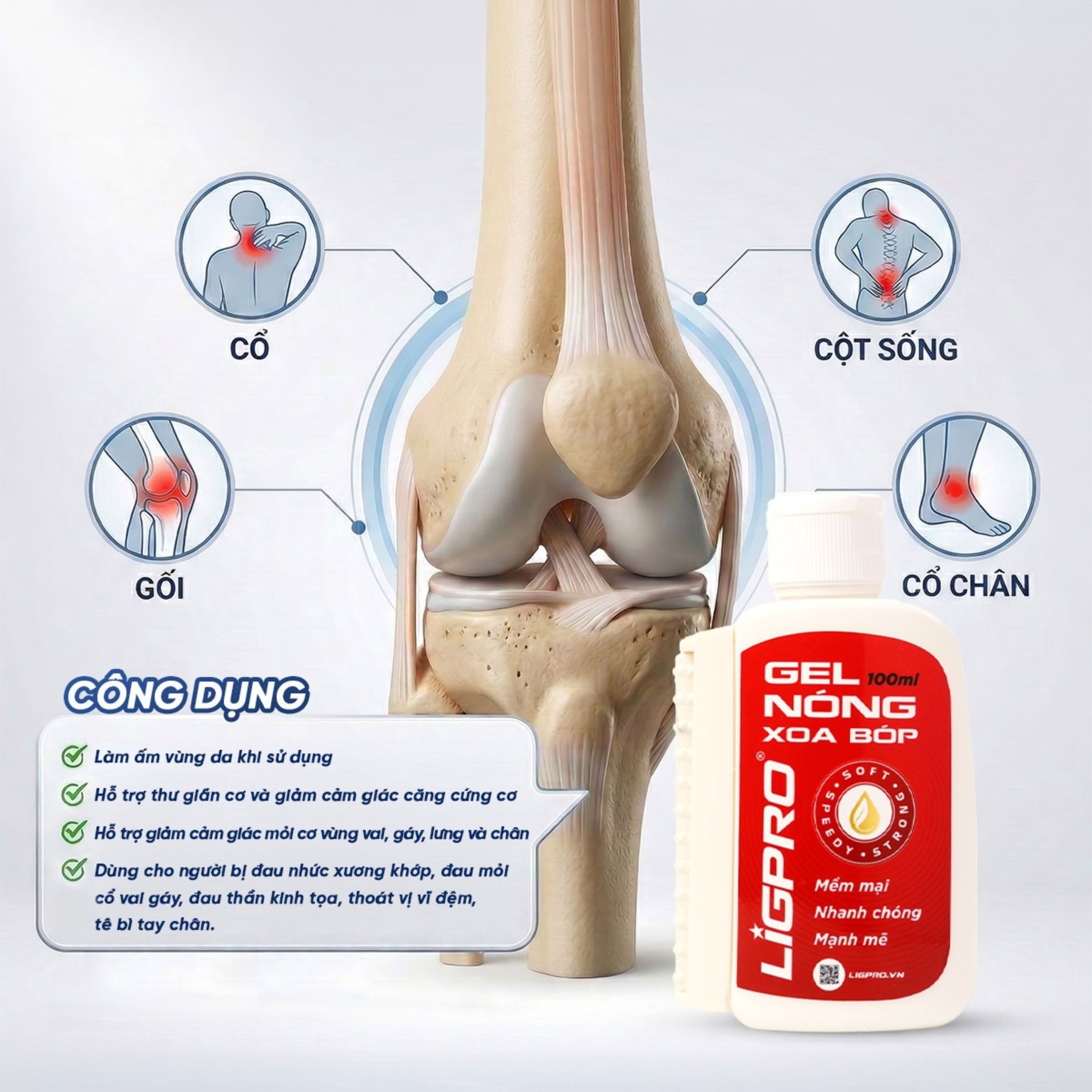 Hình ảnh Gel nóng xoa bóp Ligpro hỗ trợ giảm đau cơ xương khớp, thư giãn cơ bắp (Thảo dược thiên nhiên) (100ml)
