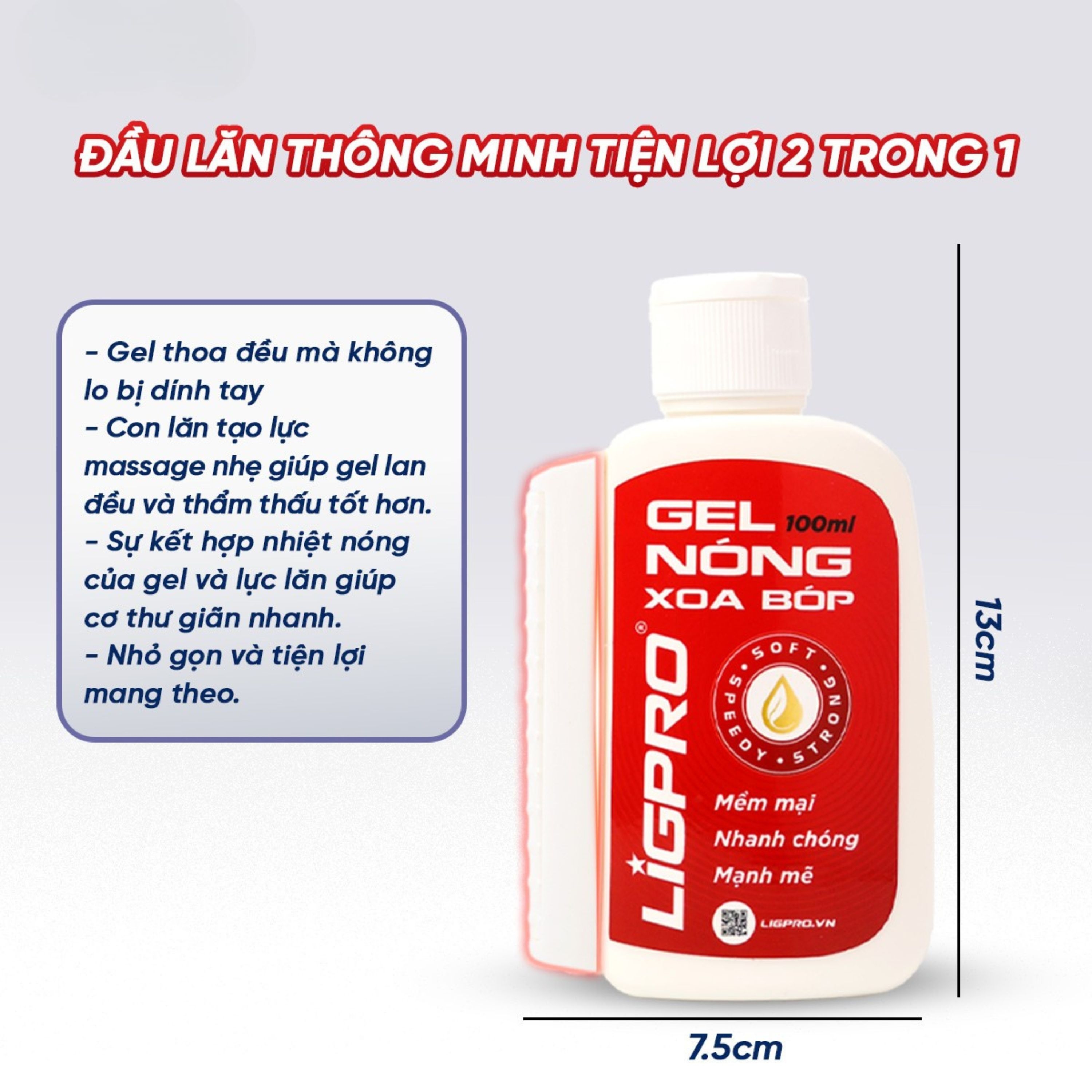 Hình ảnh Gel nóng xoa bóp Ligpro hỗ trợ giảm đau cơ xương khớp, thư giãn cơ bắp (Thảo dược thiên nhiên) (100ml)