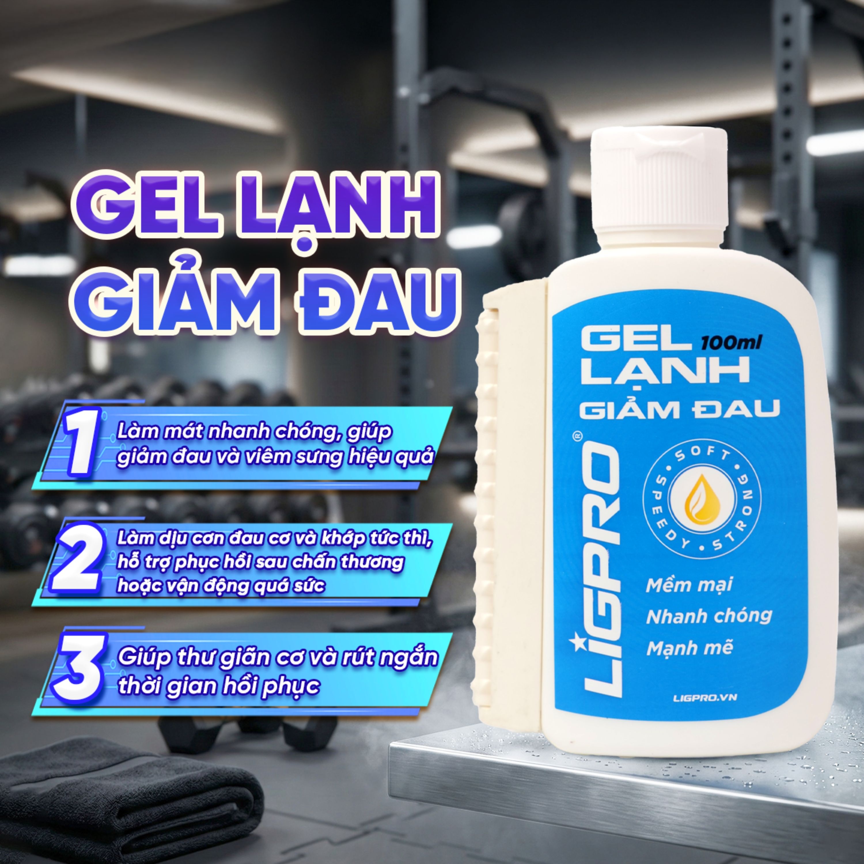 Hình ảnh Gel lạnh giảm đau Ligpro hỗ trợ giảm đau do chấn thương, cơ, xương, khớp, dây chằng (100ml)