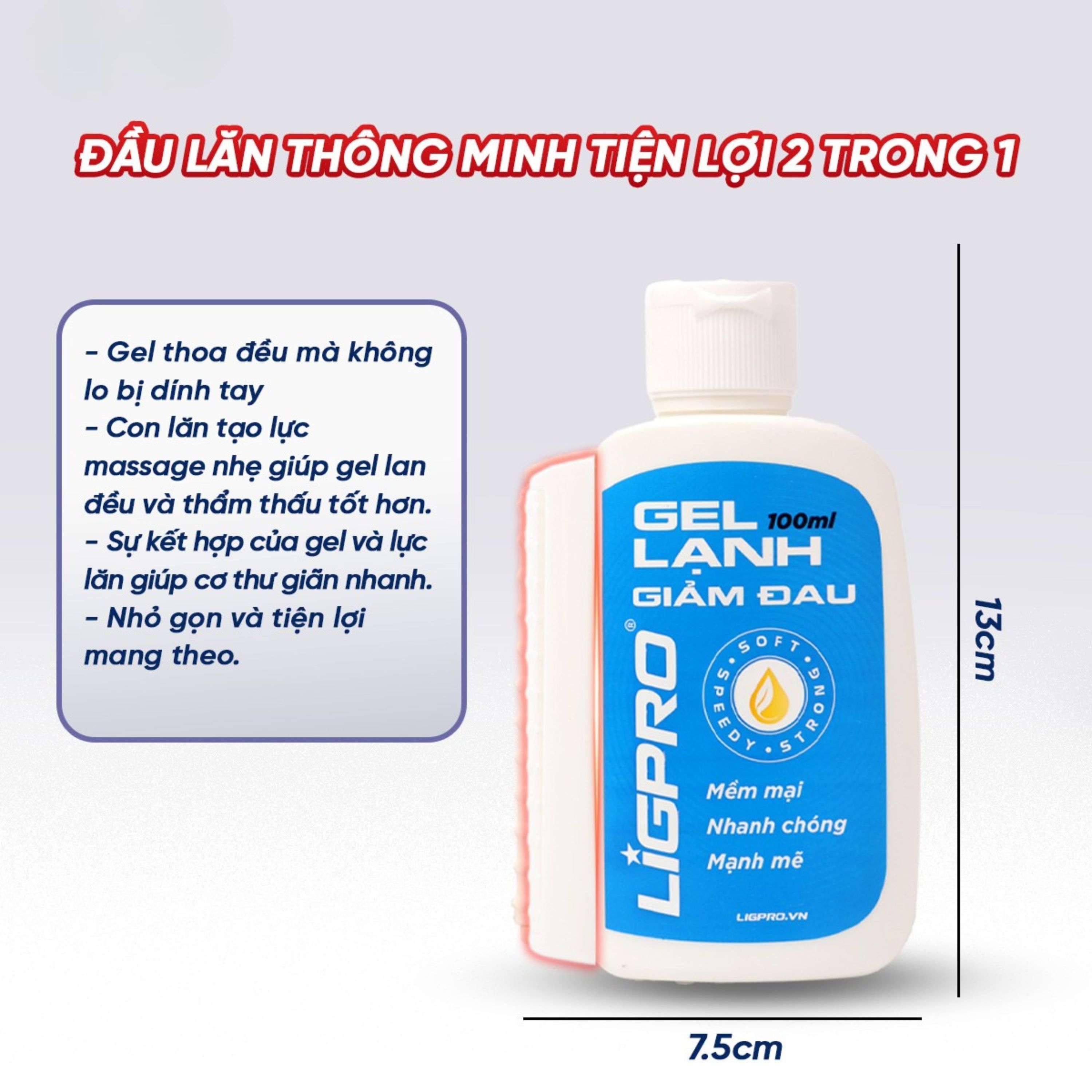 Hình ảnh Gel lạnh giảm đau Ligpro hỗ trợ giảm đau do chấn thương, cơ, xương, khớp, dây chằng (100ml)