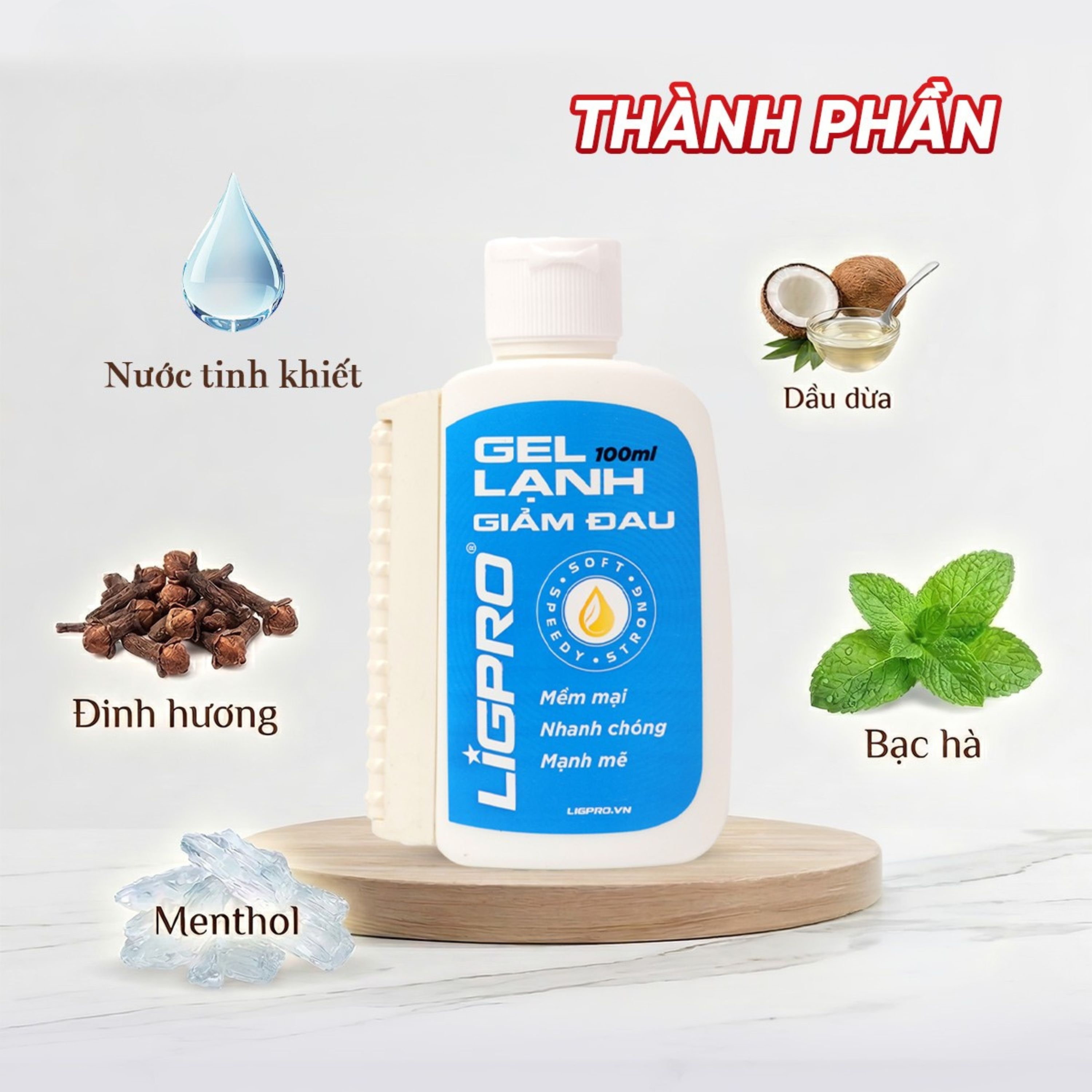 Hình ảnh Gel lạnh giảm đau Ligpro hỗ trợ giảm đau do chấn thương, cơ, xương, khớp, dây chằng (100ml)