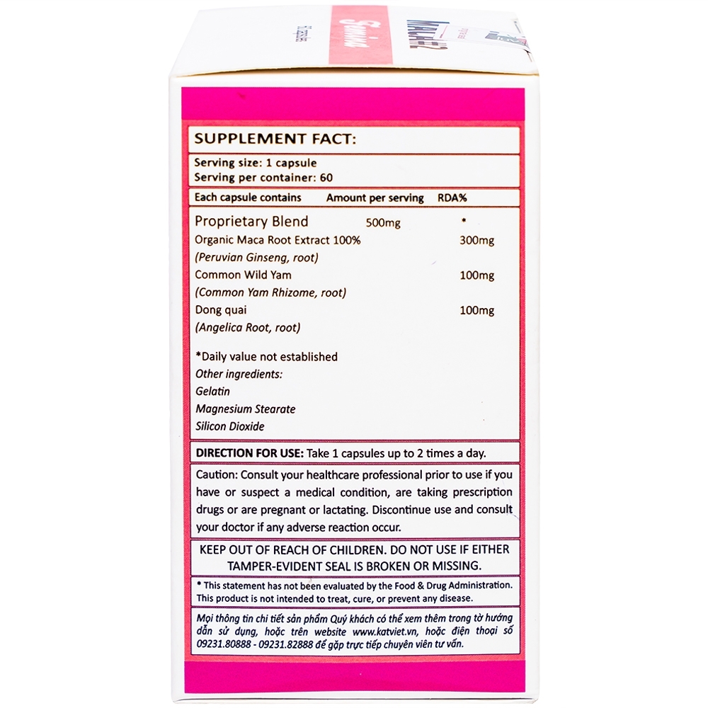 Hình ảnh Viên uống Maca #2 Femina Raca bổ sung năng lượng tích cực, tăng bài tiết tố nữ (60 viên)