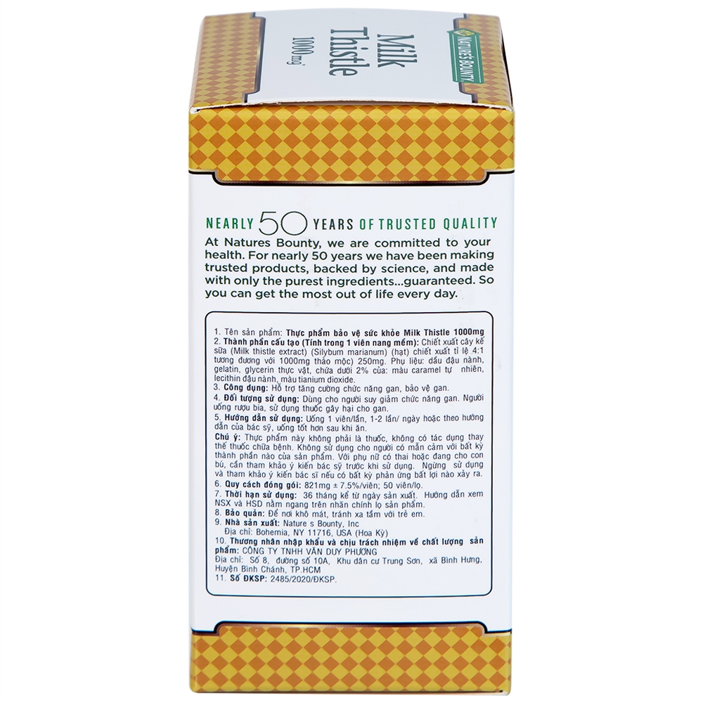 Hình ảnh Viên uống Milk Thistle Nature's Bounty hỗ trợ tăng cường chức năng gan, bảo vệ gan (50 viên)