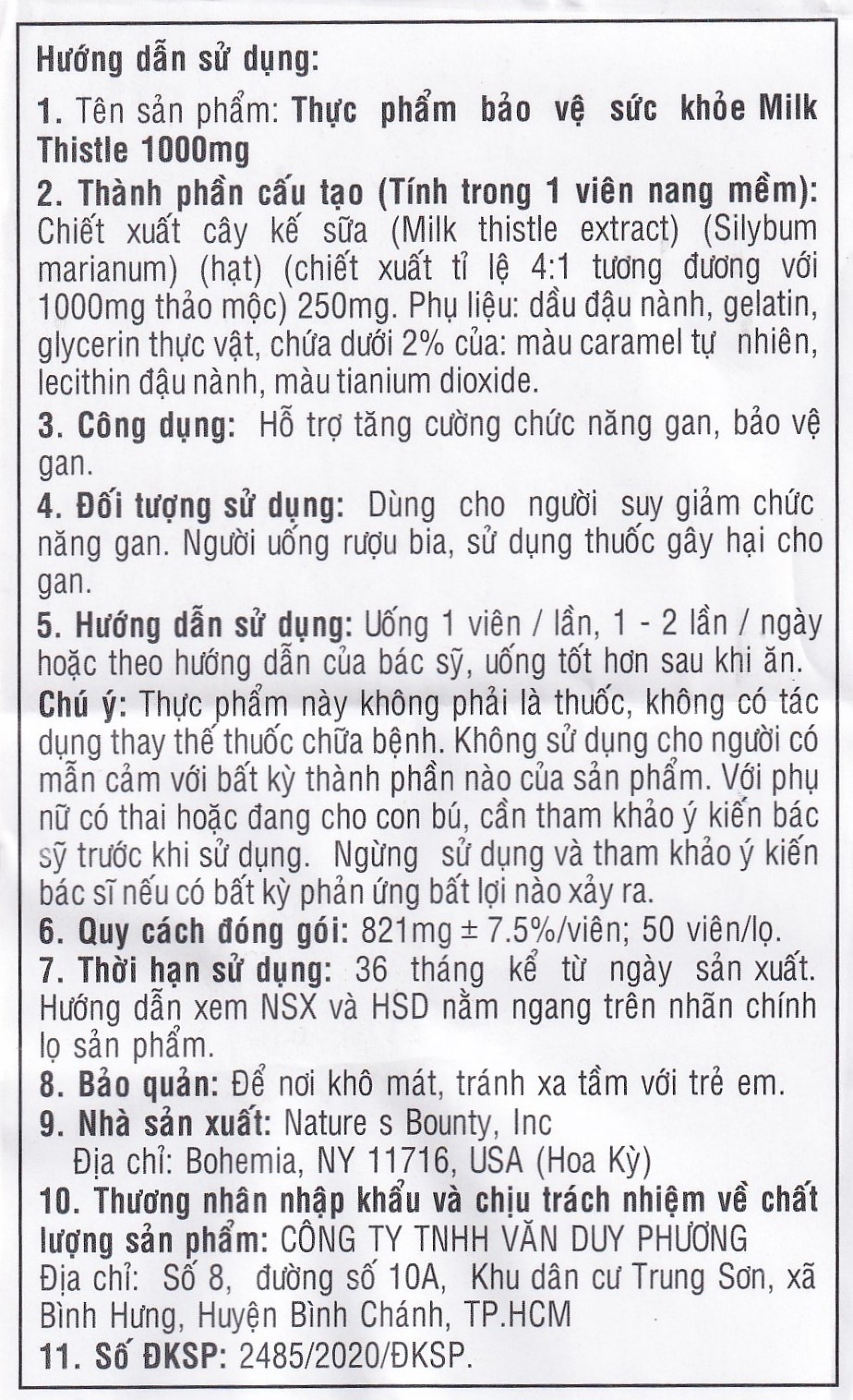 Hình ảnh Viên uống Milk Thistle Nature's Bounty hỗ trợ tăng cường chức năng gan, bảo vệ gan (50 viên)