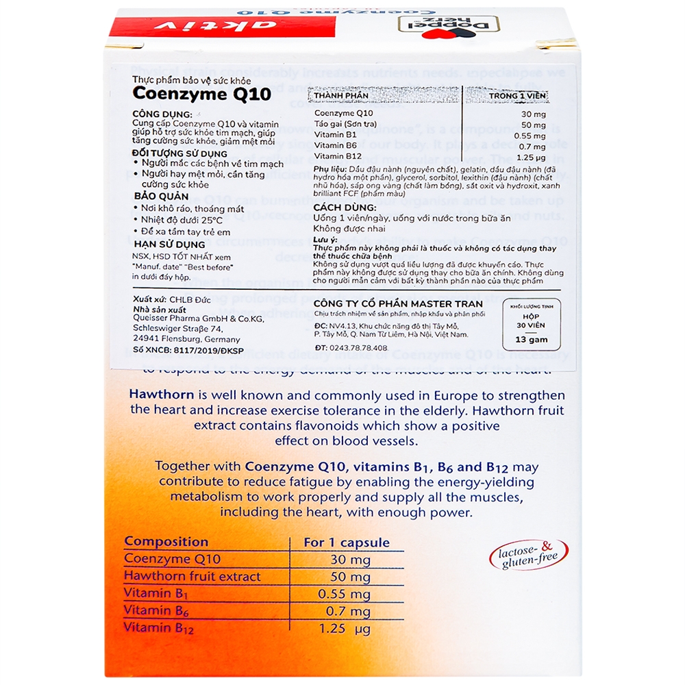Hình ảnh Viên uống Coenzym Q10 Doppelherz Aktiv hỗ trợ sức khỏe tim mạch (30 viên)