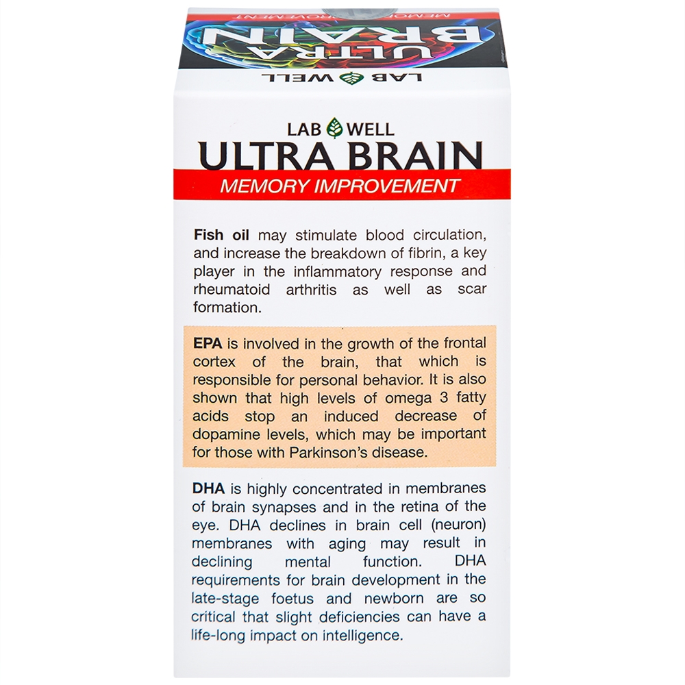 Hình ảnh Viên uống Ultra Brain Lab Well hỗ trợ bổ sung DHA, EPA cho cơ thể (60 viên)