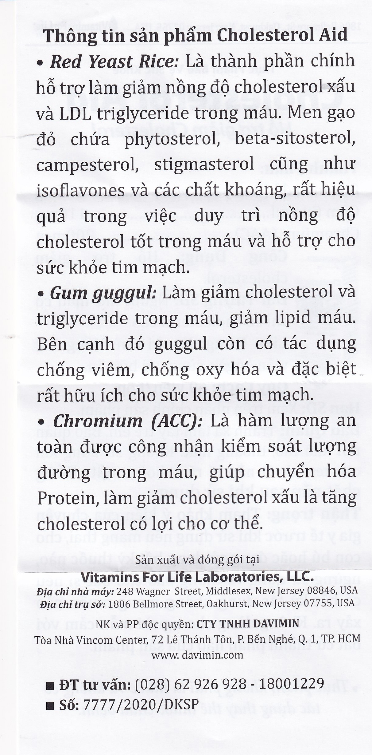 Hình ảnh Viên uống Cholesterol Aid Vitamins For Life hỗ trợ giảm cholesterol (60 viên)
