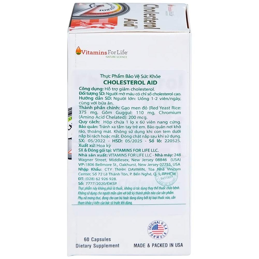 Hình ảnh Viên uống Cholesterol Aid Vitamins For Life hỗ trợ giảm cholesterol (60 viên)