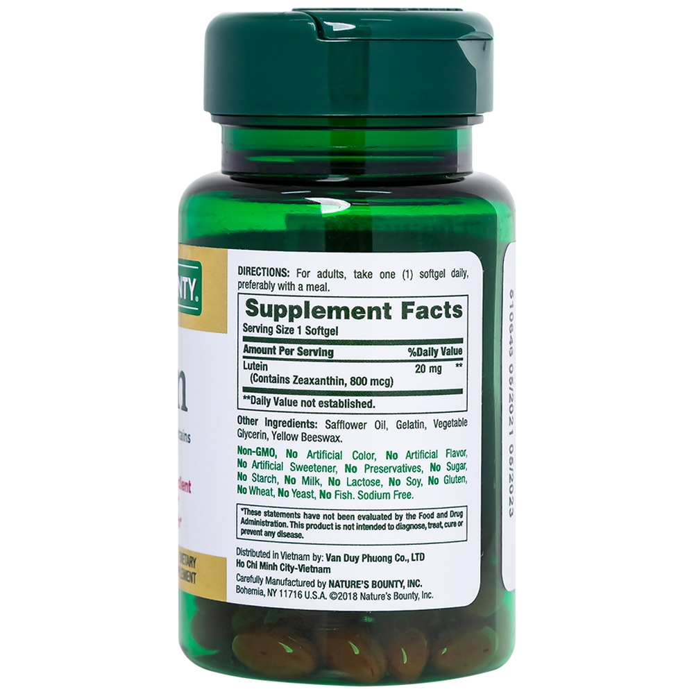 Hình ảnh Viên uống Lutein Nature's Bounty giúp tăng cường thị lực cho mắt (30 viên)