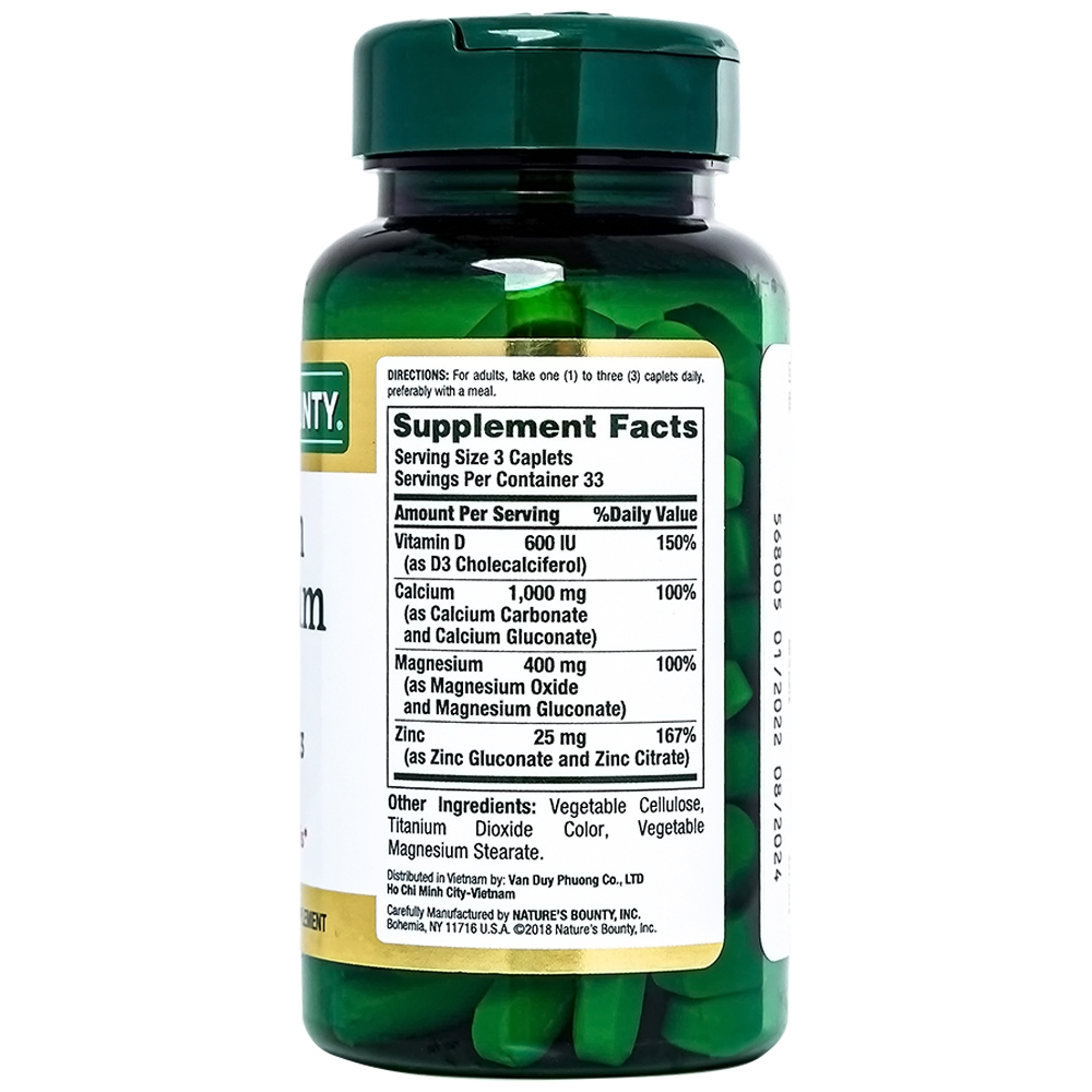 Hình ảnh Viên uống Calcium Magnesium Zinc Nature's Bounty hỗ trợ duy trì sức khoẻ hệ xương (100 viên)