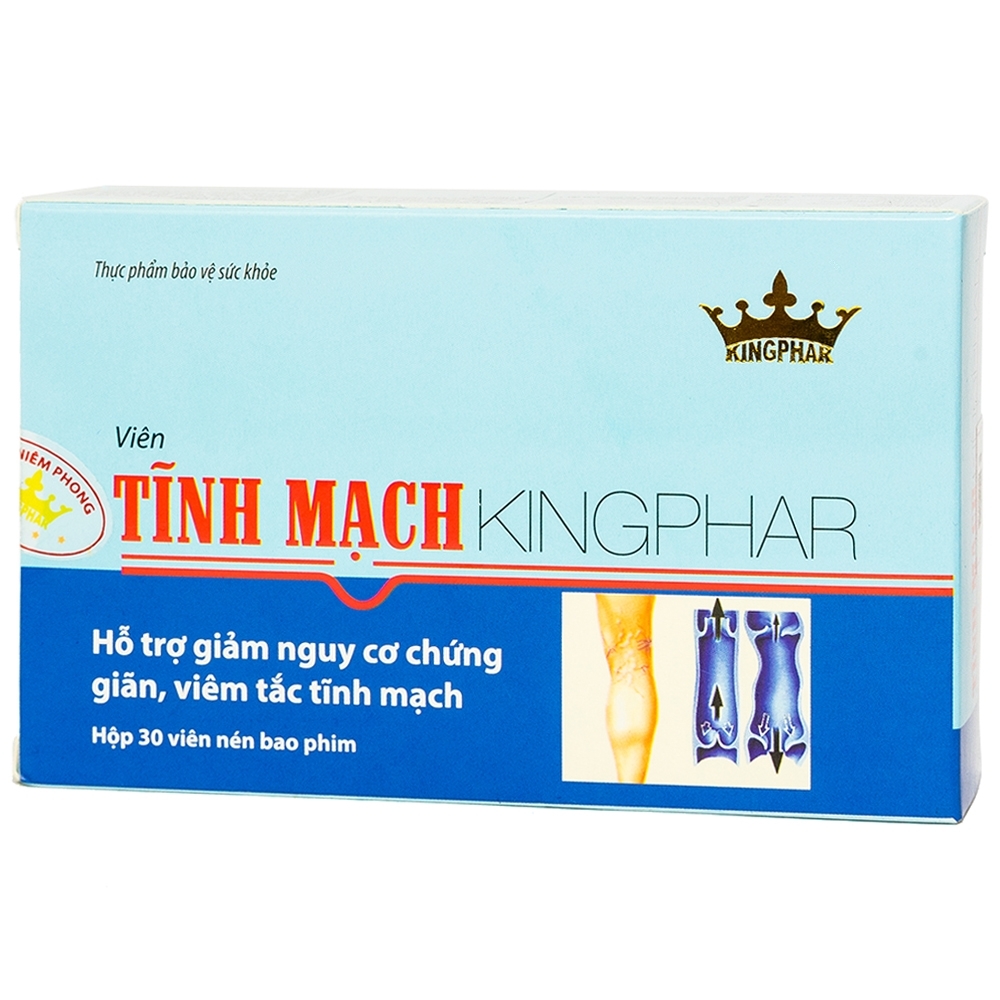 Hình ảnh Viên uống Tĩnh Mạch Kingphar hỗ trợ giảm nguy cơ chứng giãn, viêm tắc tĩnh mạch (3 vỉ x 10 viên)