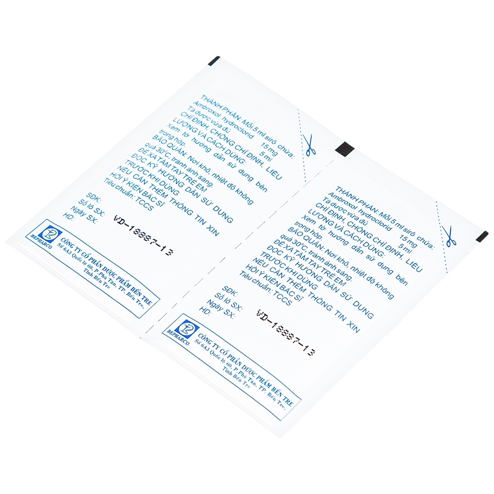 Hình ảnh Siro Befabrol 15mg Bepharco tiêu chất nhầy đường hô hấp (20 gói x 5ml)