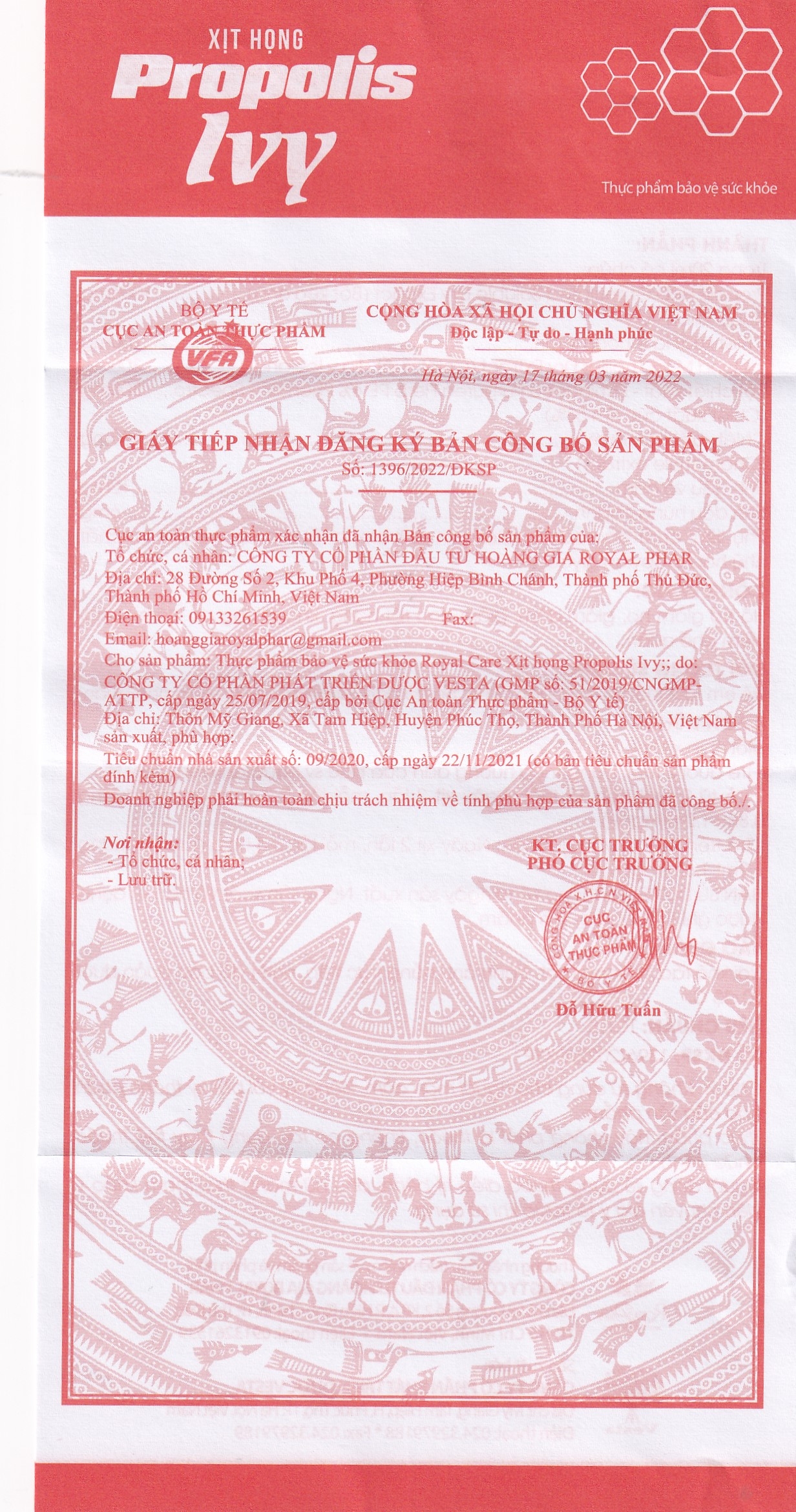 Hình ảnh Xịt họng Propolis Ivy Royal Care giảm ho, đờm, đau rát họng, khản tiếng do viêm họng, viêm phế quản (20ml)