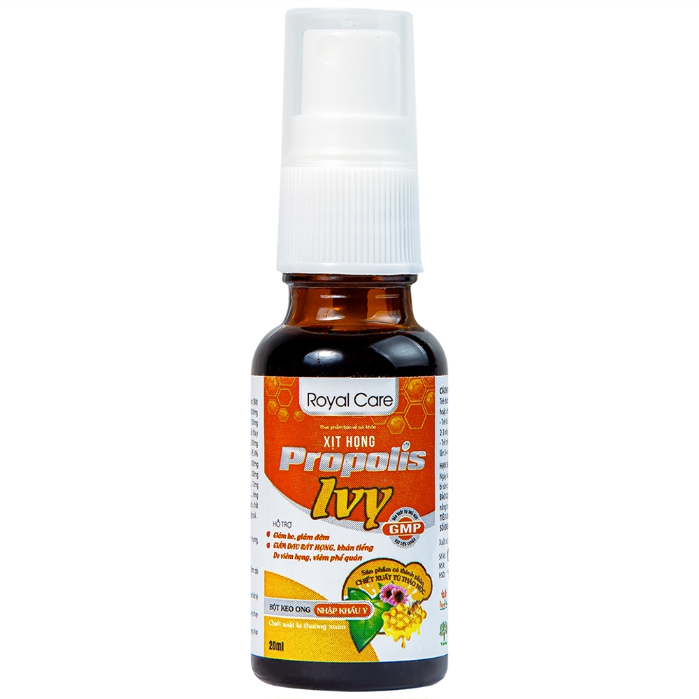 Hình ảnh Xịt họng Propolis Ivy Royal Care giảm ho, đờm, đau rát họng, khản tiếng do viêm họng, viêm phế quản (20ml)