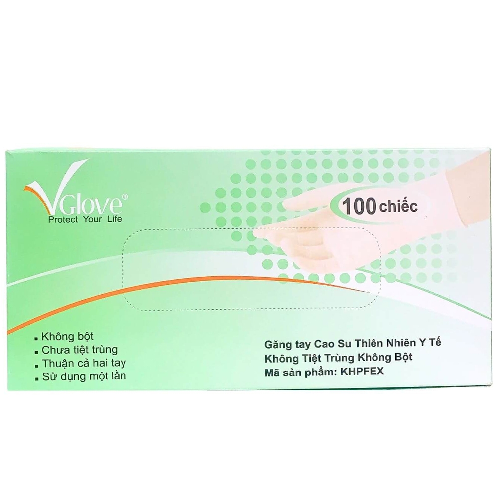 Hình ảnh Găng tay cao su y tế nhám không bột VGlove Size M (100 cái)