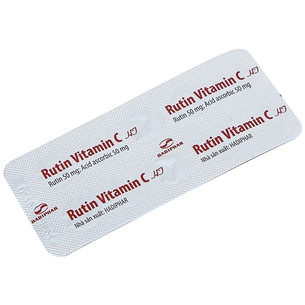 Hình ảnh Thuốc Rutin Vitamin C Hadiphar tăng sức bền thành mao mạch, điều trị chứng giãn tĩnh mạch (10 vỉ x 10 viên)