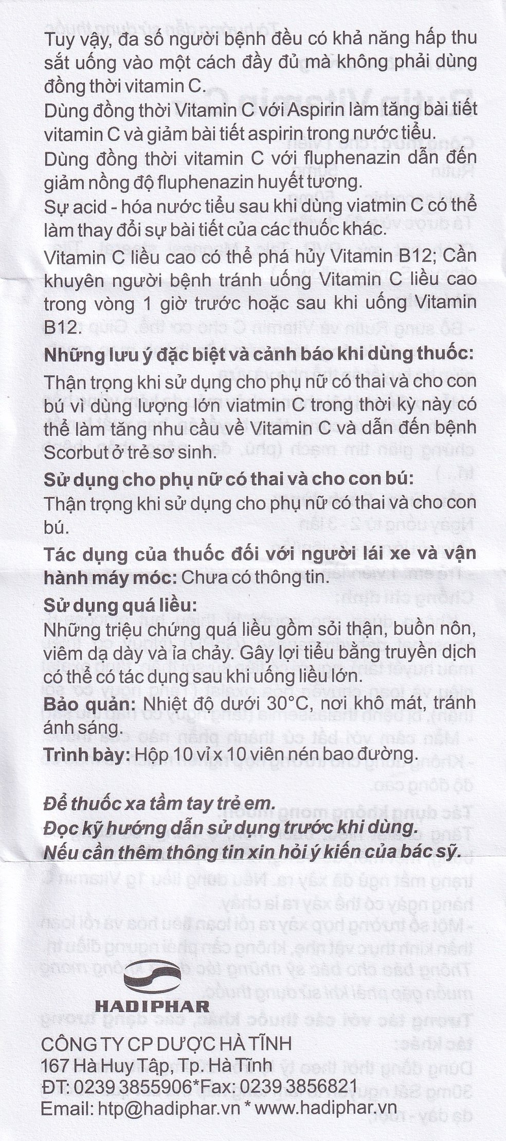 Hình ảnh Thuốc Rutin Vitamin C Hadiphar tăng sức bền thành mao mạch, điều trị chứng giãn tĩnh mạch (10 vỉ x 10 viên)