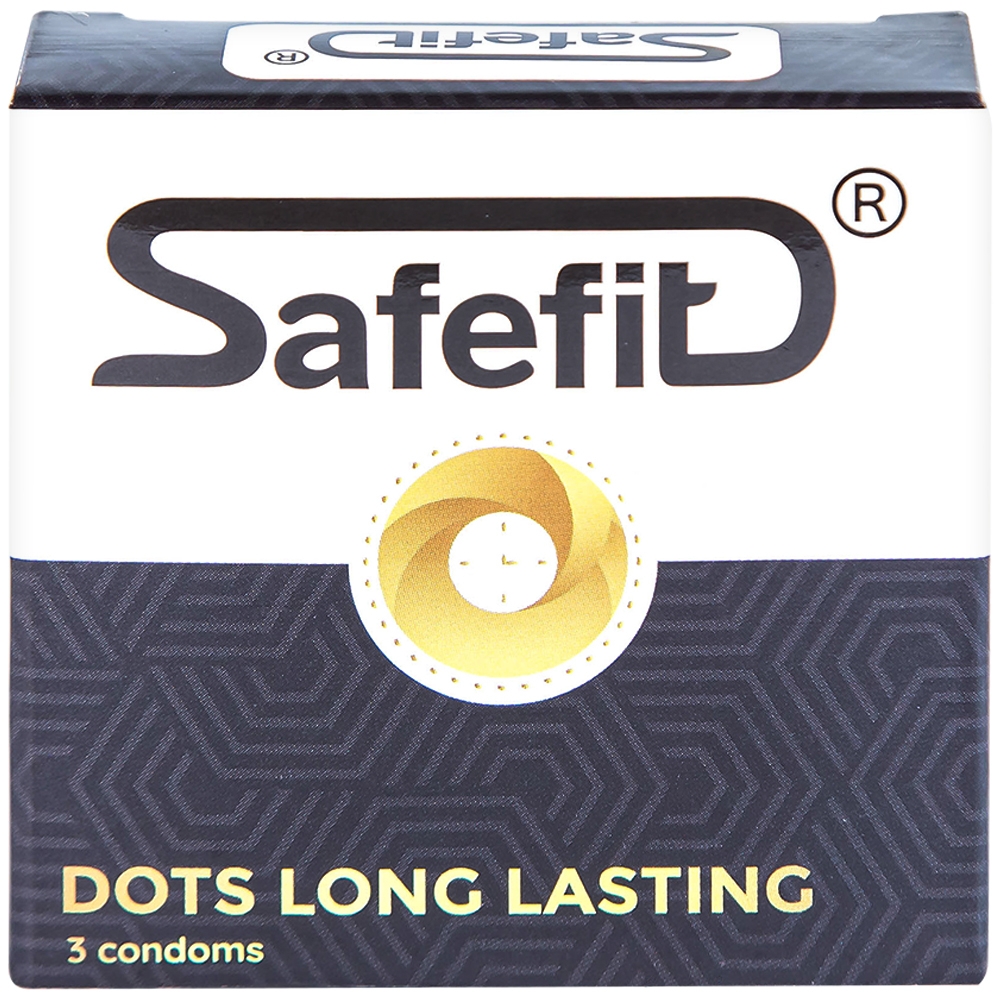 Hình ảnh Bao cao su Safefit Dots Long Lasting S52 có vòng gân, hạt nổi, thắt chống tuột (3 cái)