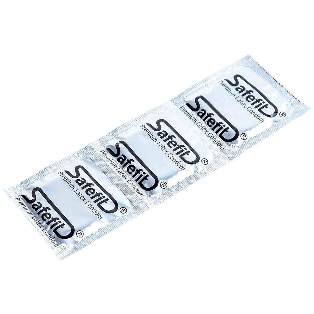 Hình ảnh Bao cao su Safefit Dots Long Lasting S52 có vòng gân, hạt nổi, thắt chống tuột (3 cái)