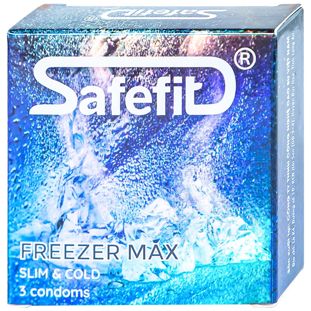 Hình ảnh Bao cao su Safefit Freezer Max S52 chứa nhiều gel làm mát, kéo dài thời gian quan hệ (3 cái)