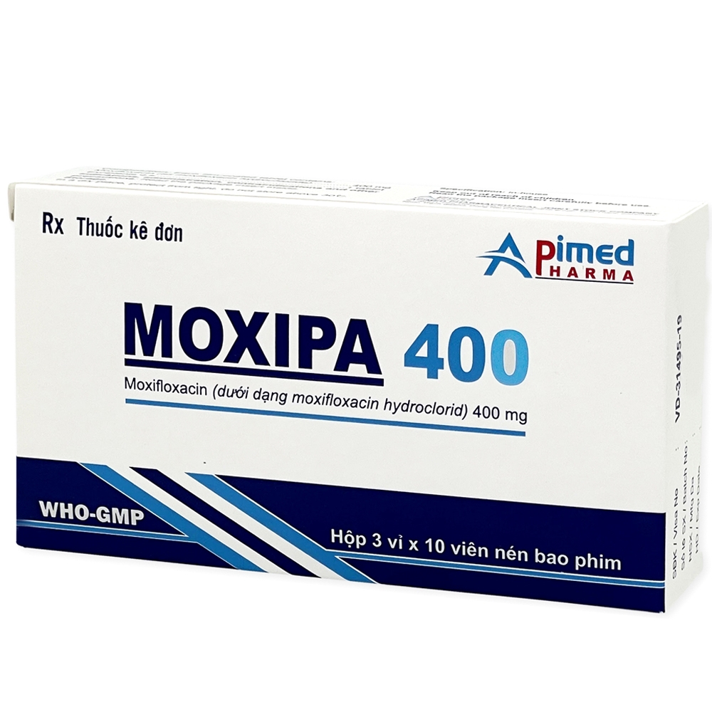Hình ảnh Thuốc Moxipa 400 Apimed điều trị viêm phế quản mãn tính, viêm phổi mắc phải (3 vỉ x 10 viên)