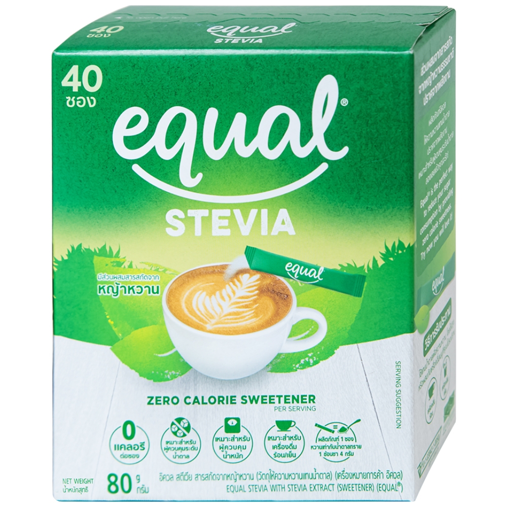 Hình ảnh Đường ăn kiêng cỏ ngọt Equal Stevia No Calorie Sweetener (40 gói x 80g)