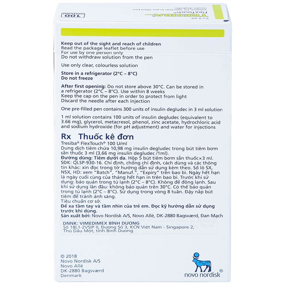 Hình ảnh Thuốc tiêm Tresiba 100units/ml điều trị đái tháo đường (5 cây x 3ml)